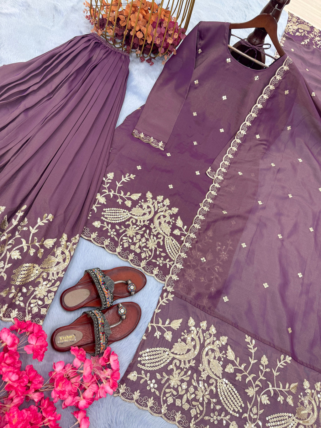 Beautiful Top Plazzo & Dupatta With Embroidery Sequence Work