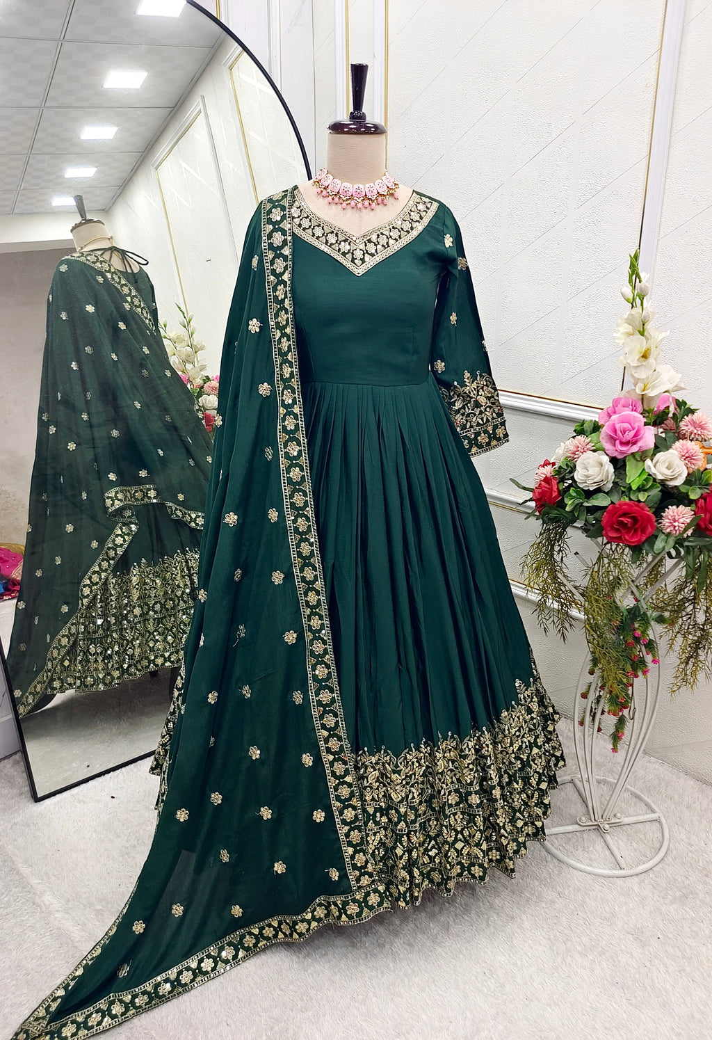 Party Wear Designer Gown-Pent And Dupatta Set