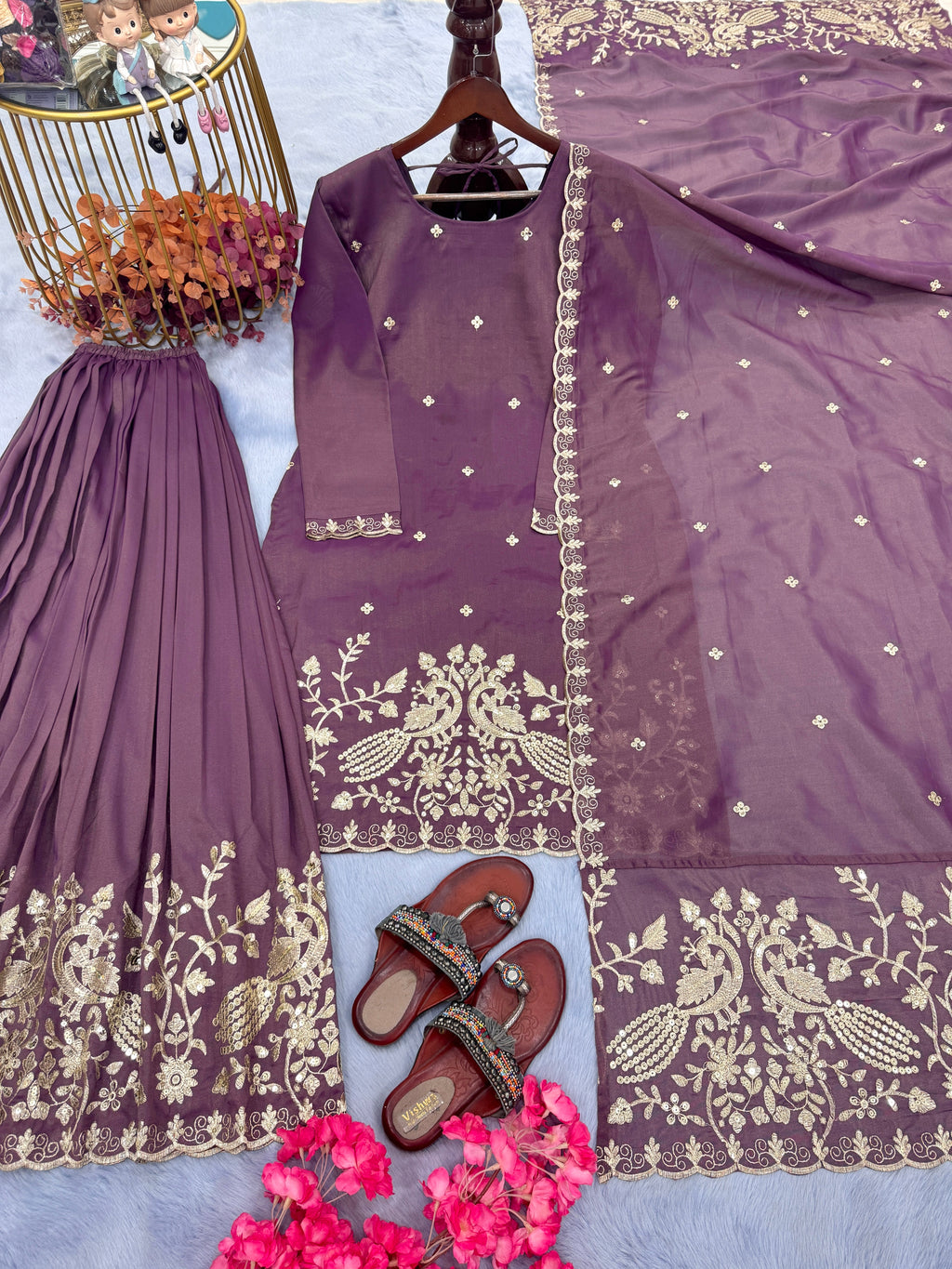 Beautiful Top Plazzo & Dupatta With Embroidery Sequence Work