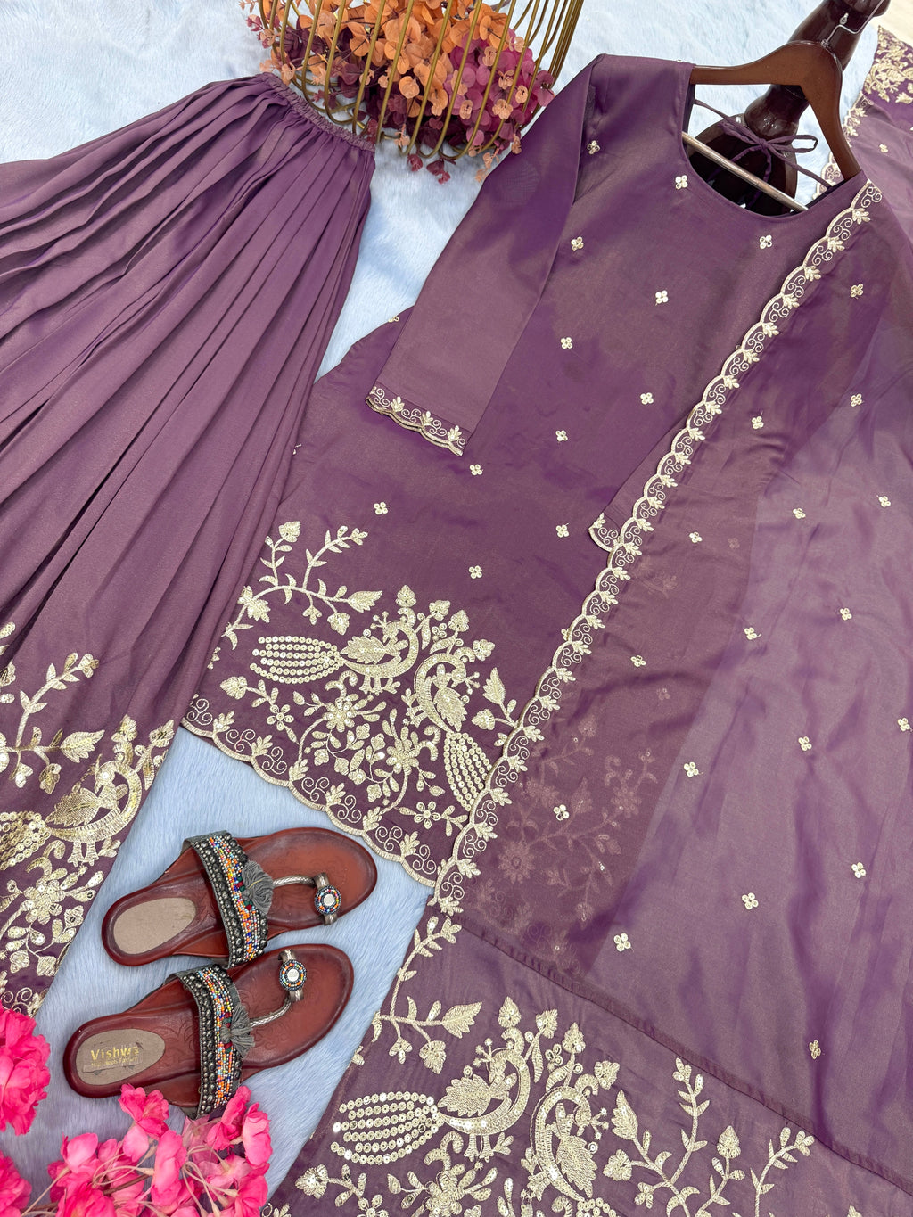 Beautiful Top Plazzo & Dupatta With Embroidery Sequence Work