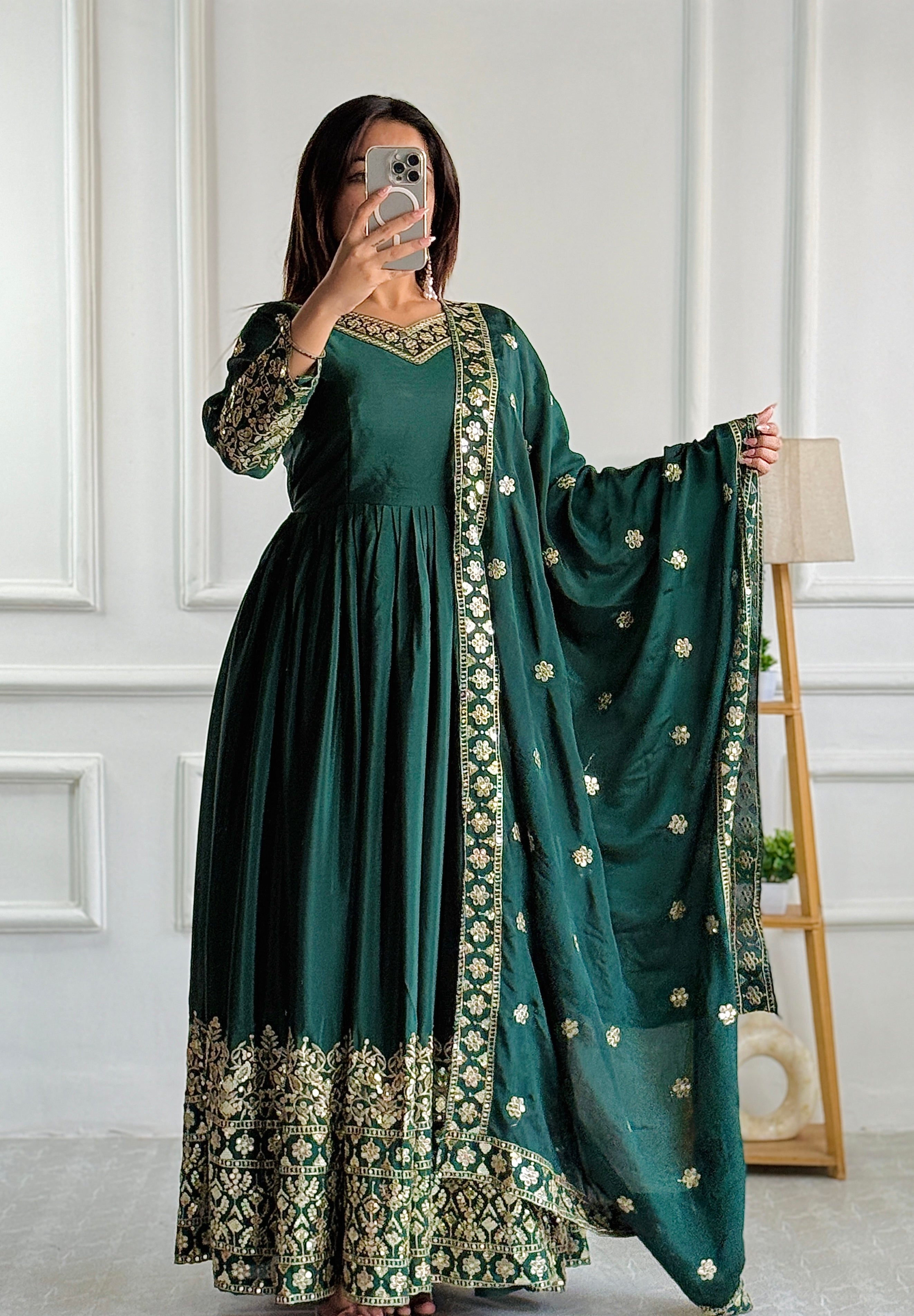 Party Wear Designer Gown-Pent And Dupatta Set