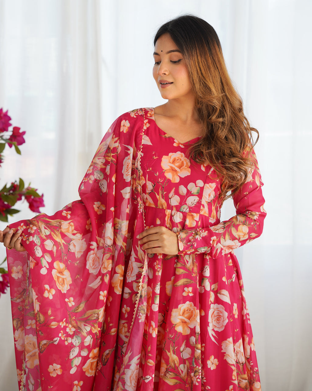 Beautiful Party Wear Anarkali Gown With Dupatta