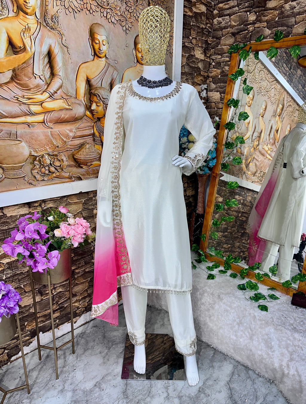Beautiful Party Wear Top With Pent And Dupatta