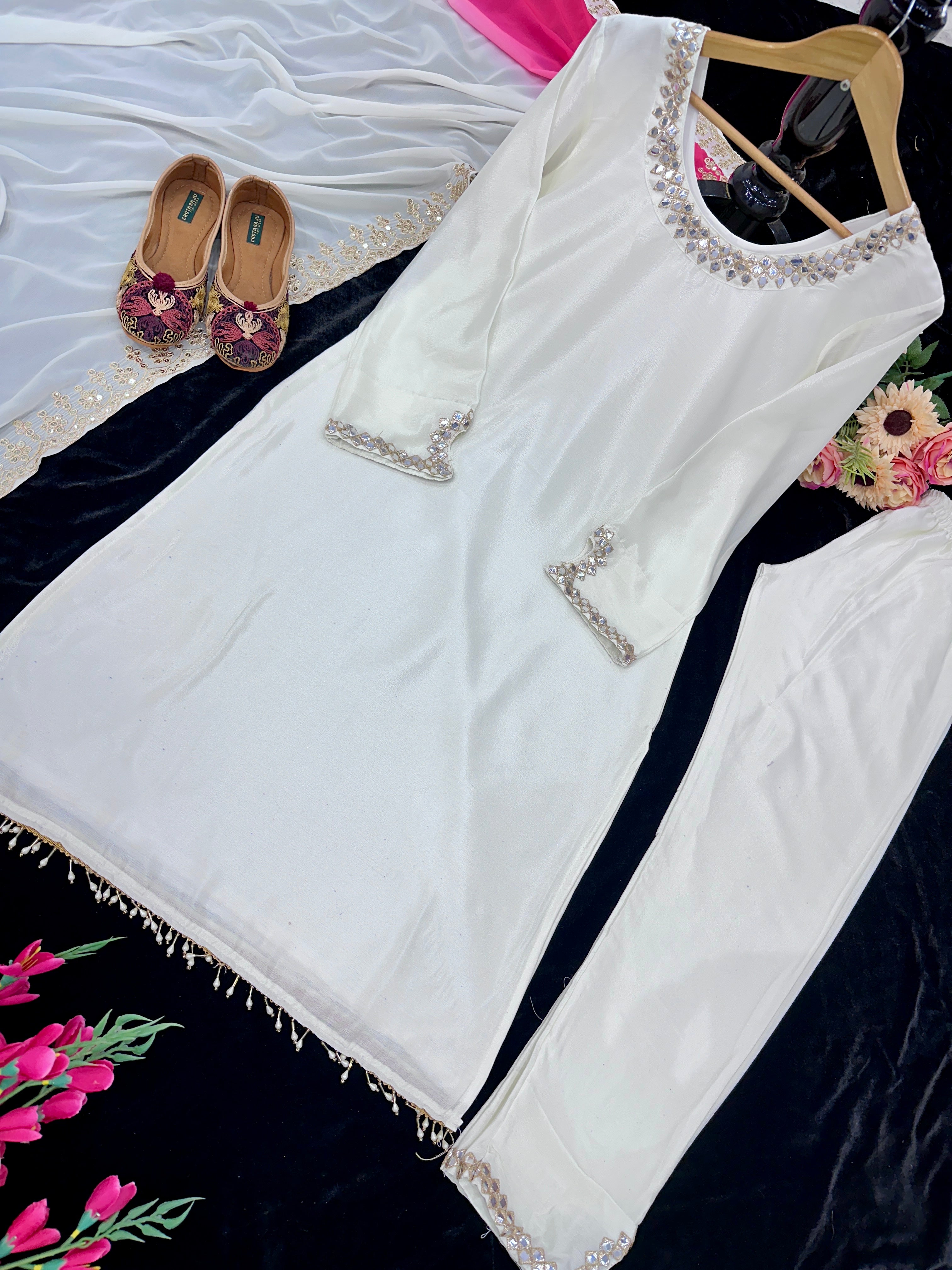 Beautiful Party Wear Top With Pent And Dupatta