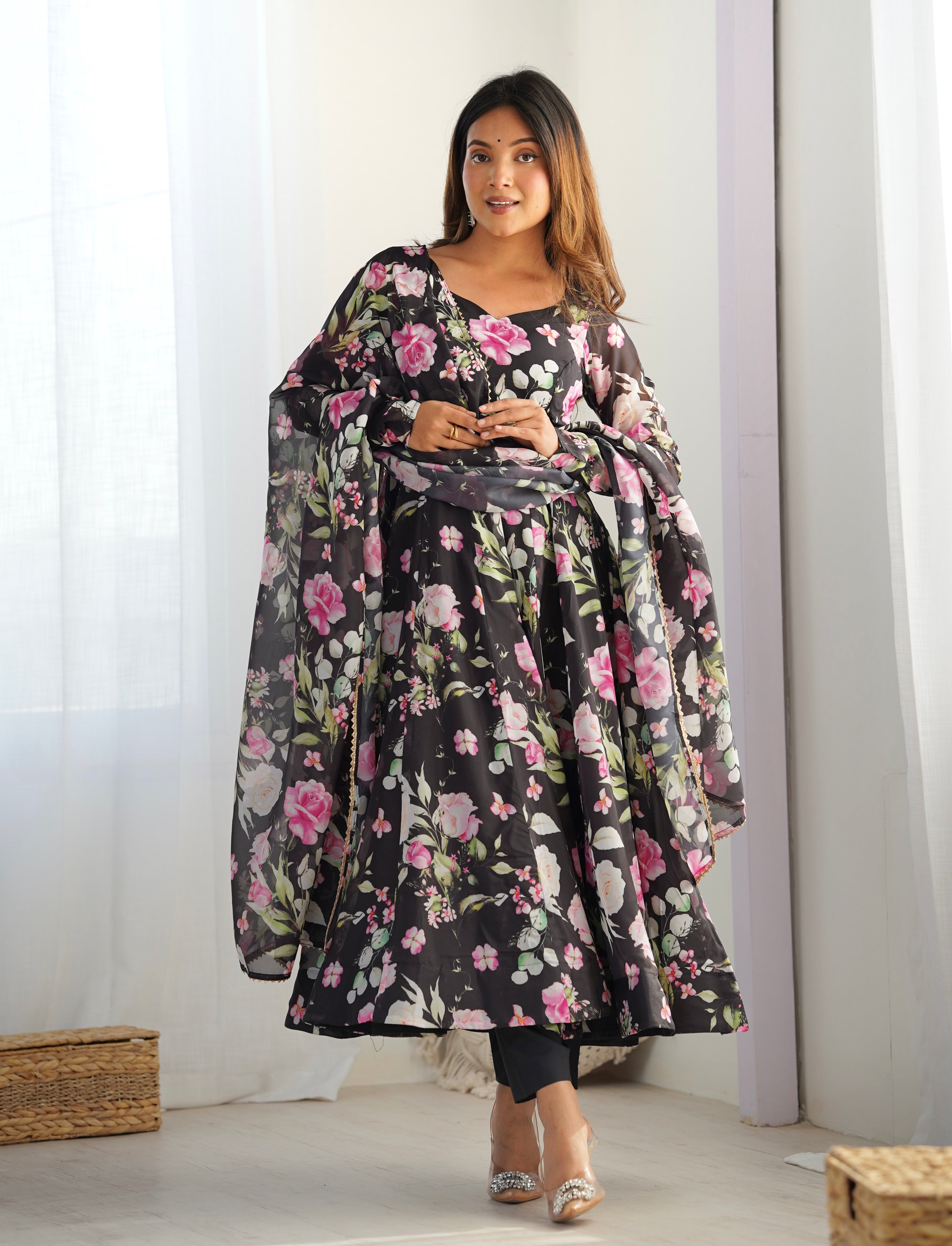 Beautiful Party Wear Anarkali Gown With Dupatta