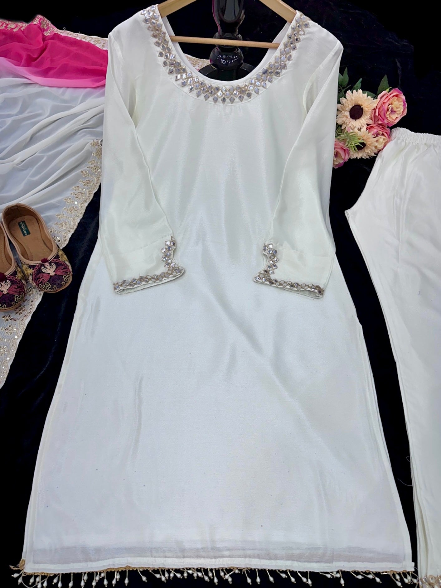 Beautiful Party Wear Top With Pent And Dupatta