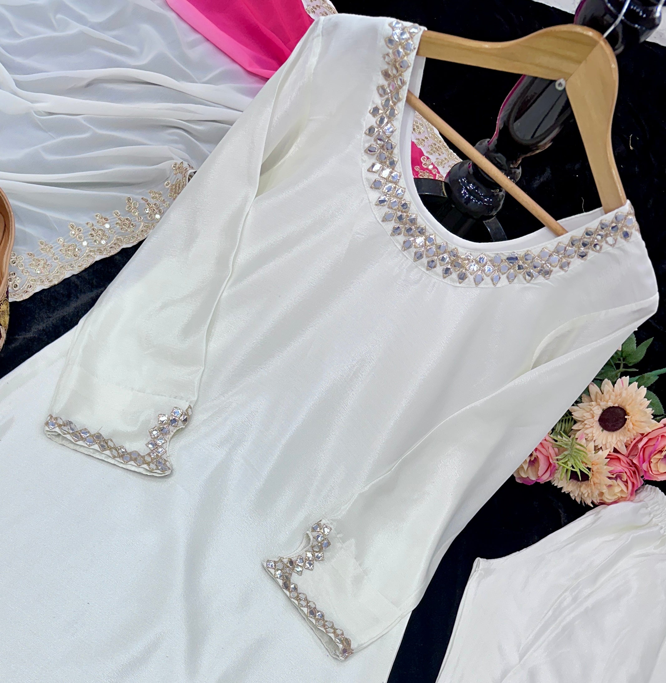 Beautiful Party Wear Top With Pent And Dupatta