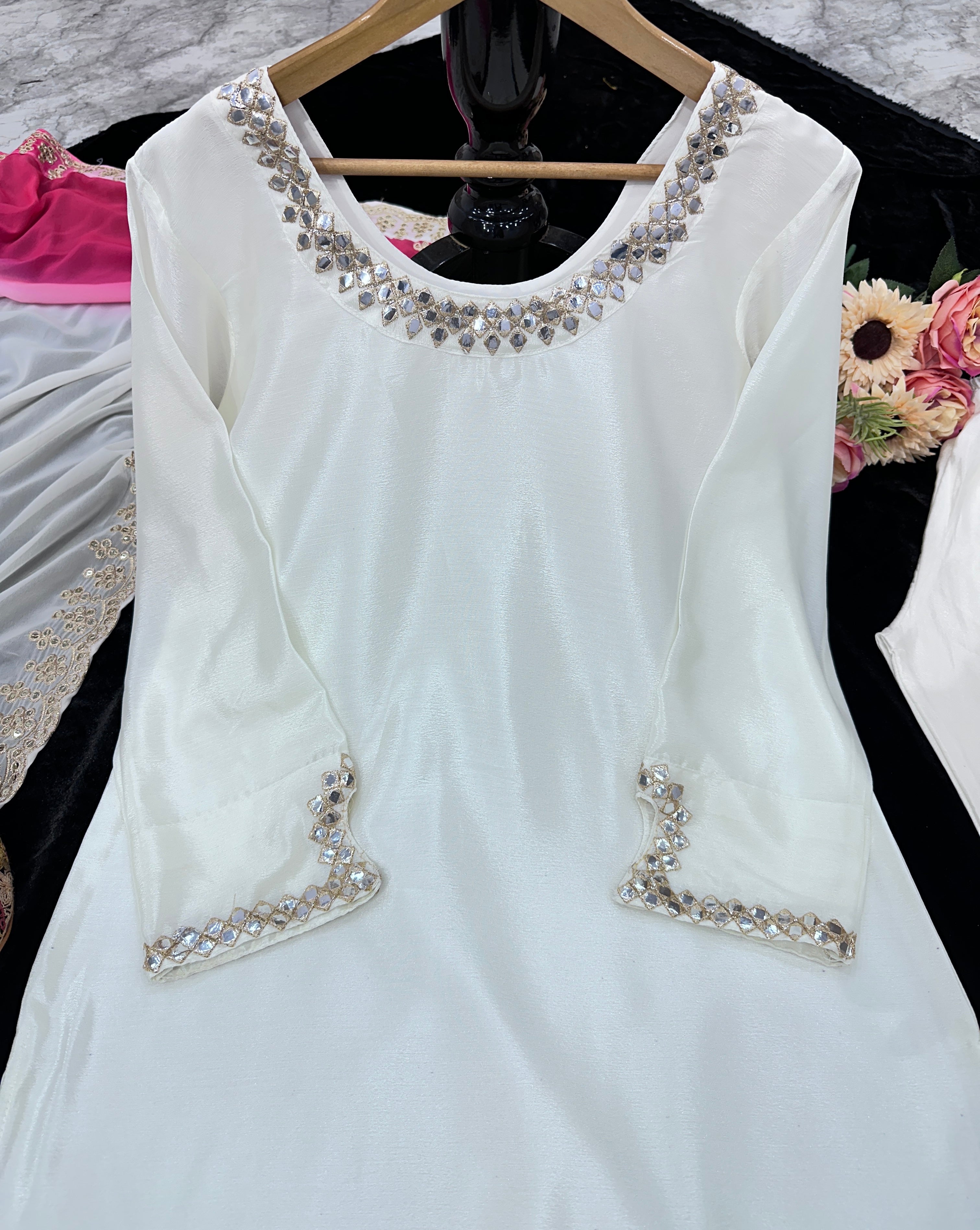Beautiful Party Wear Top With Pent And Dupatta