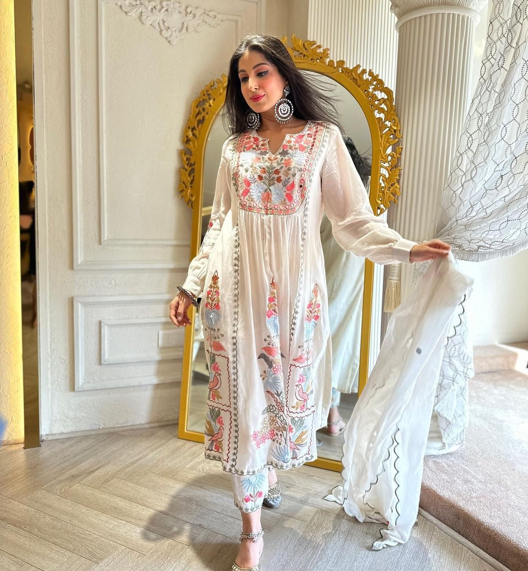 Beautiful Top Plazzo & Dupatta With Heavy Embroidery Work