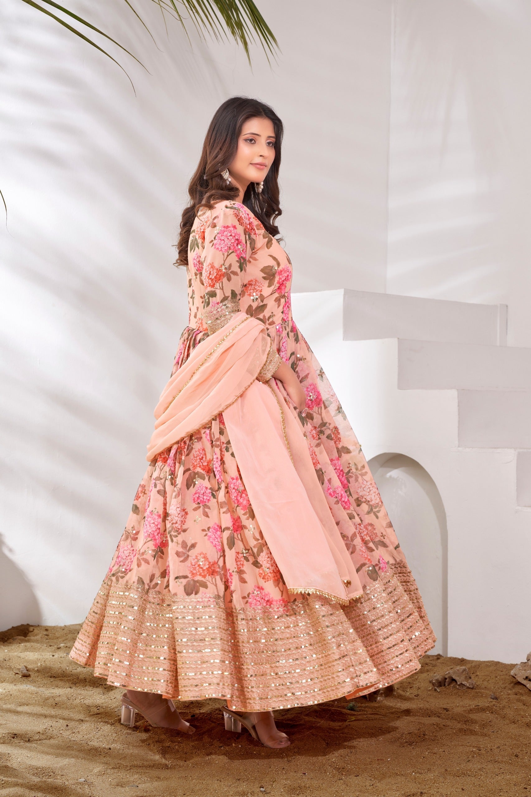 Designer Party Wear Look Gown, Bottom And Dupatta