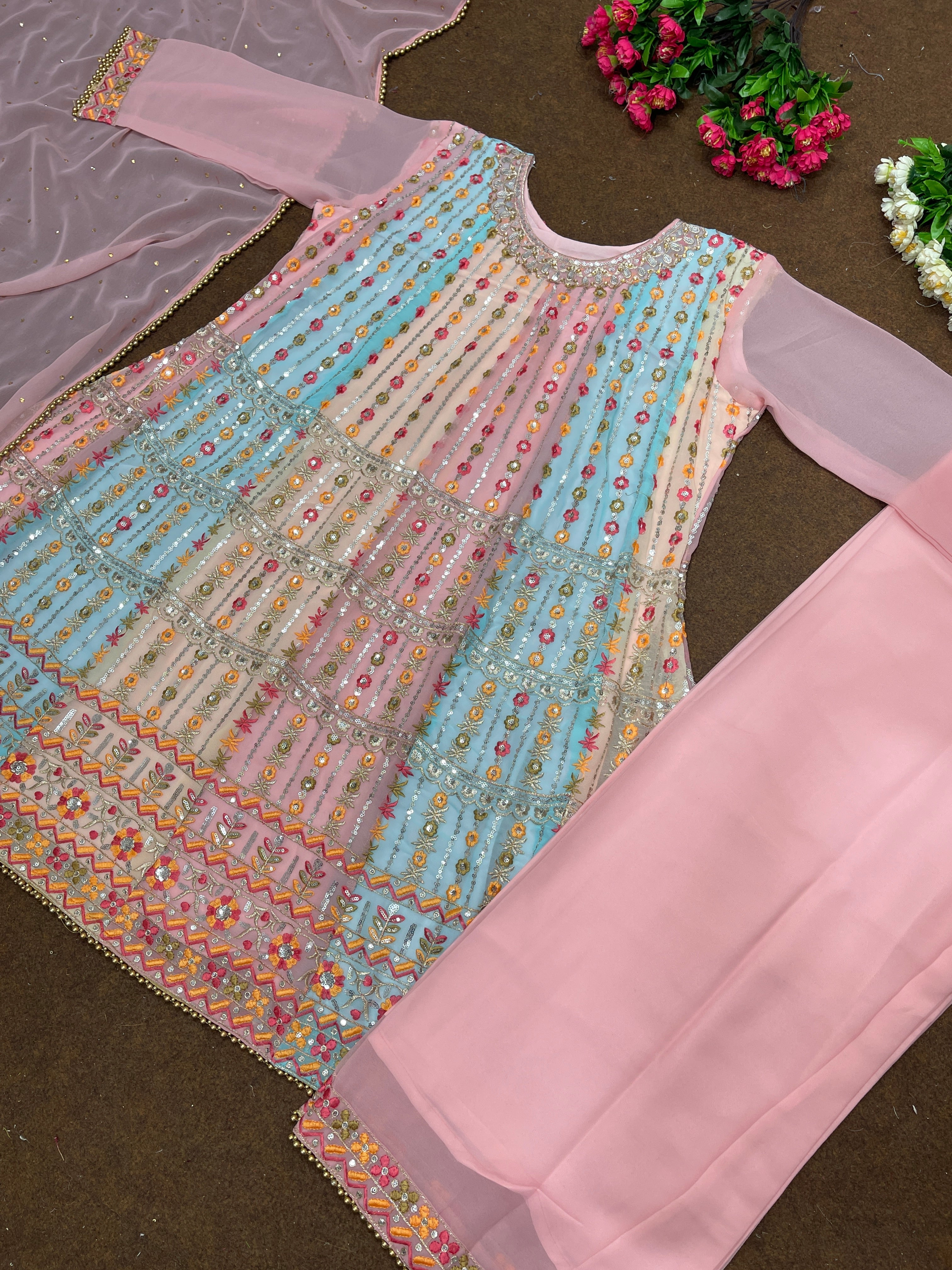 Party Wear Beautiful Top Bottom And Dupatta