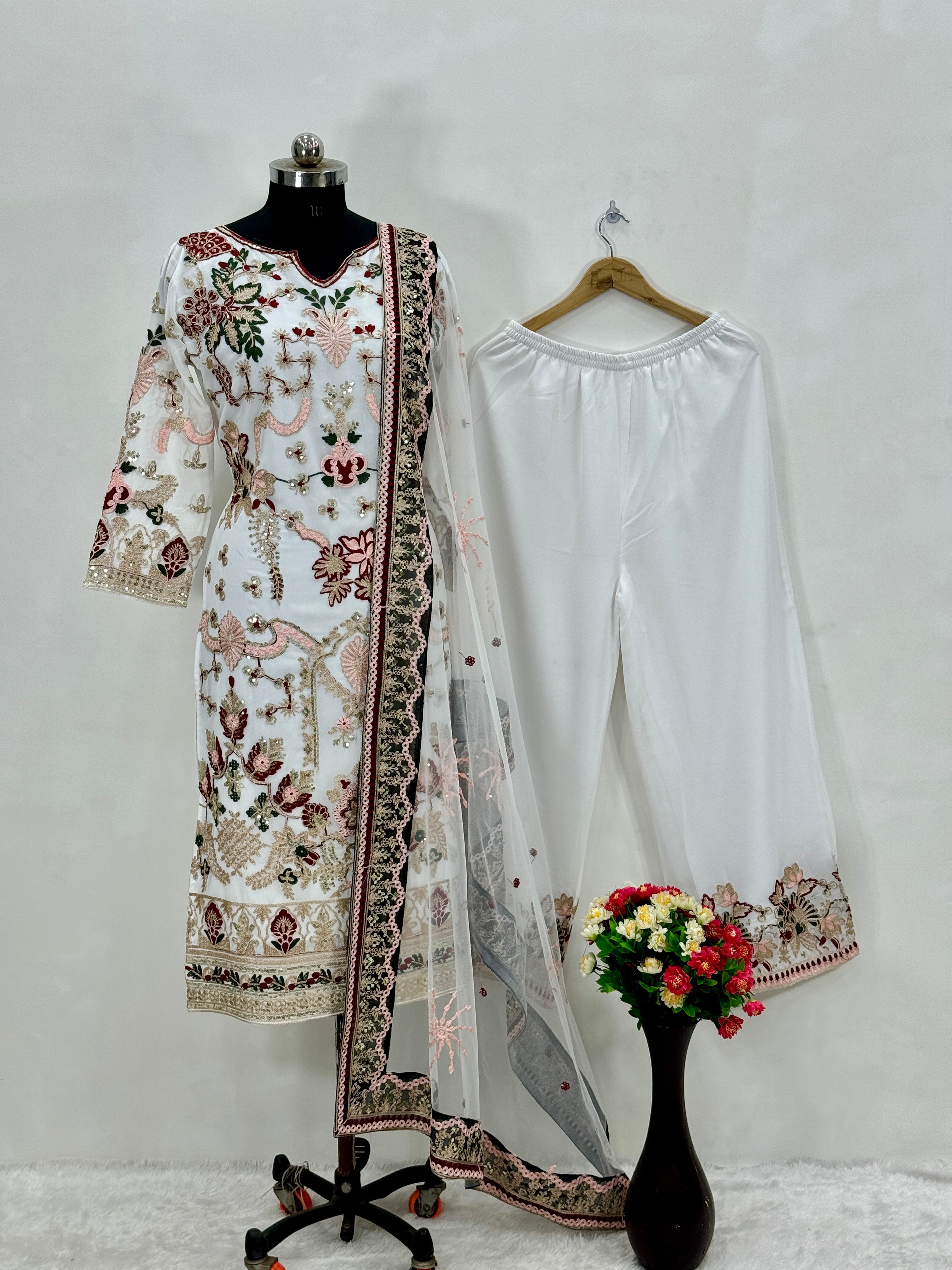 Party Wear Designer Top Pent And Dupatta With Sequence Work