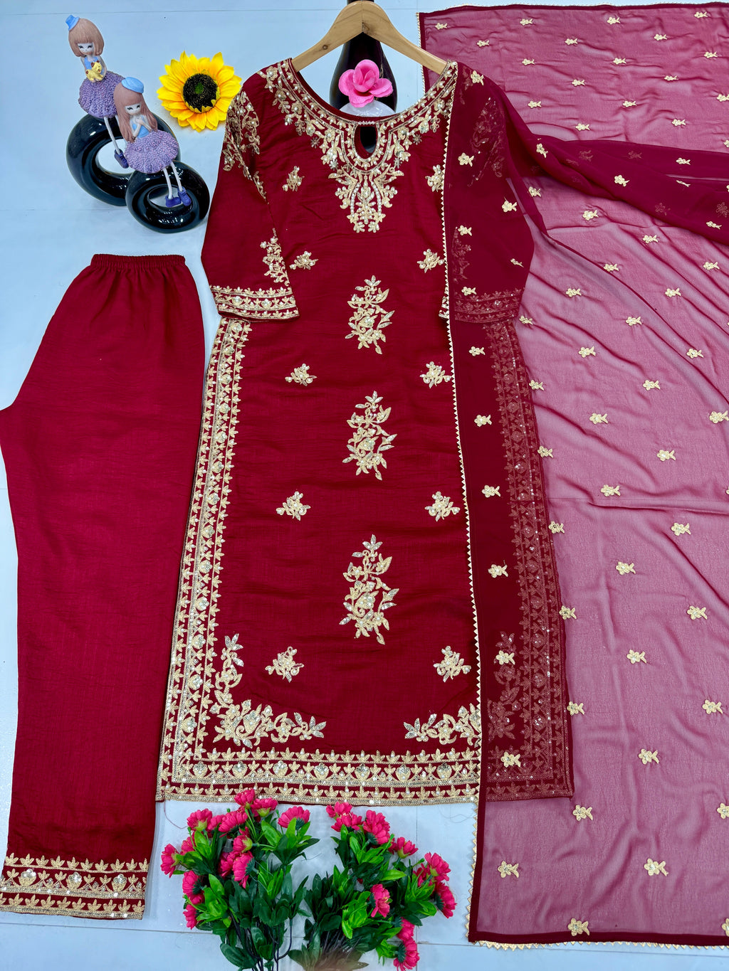 Beautiful Party Wear Top Plazzo And Dupatta
