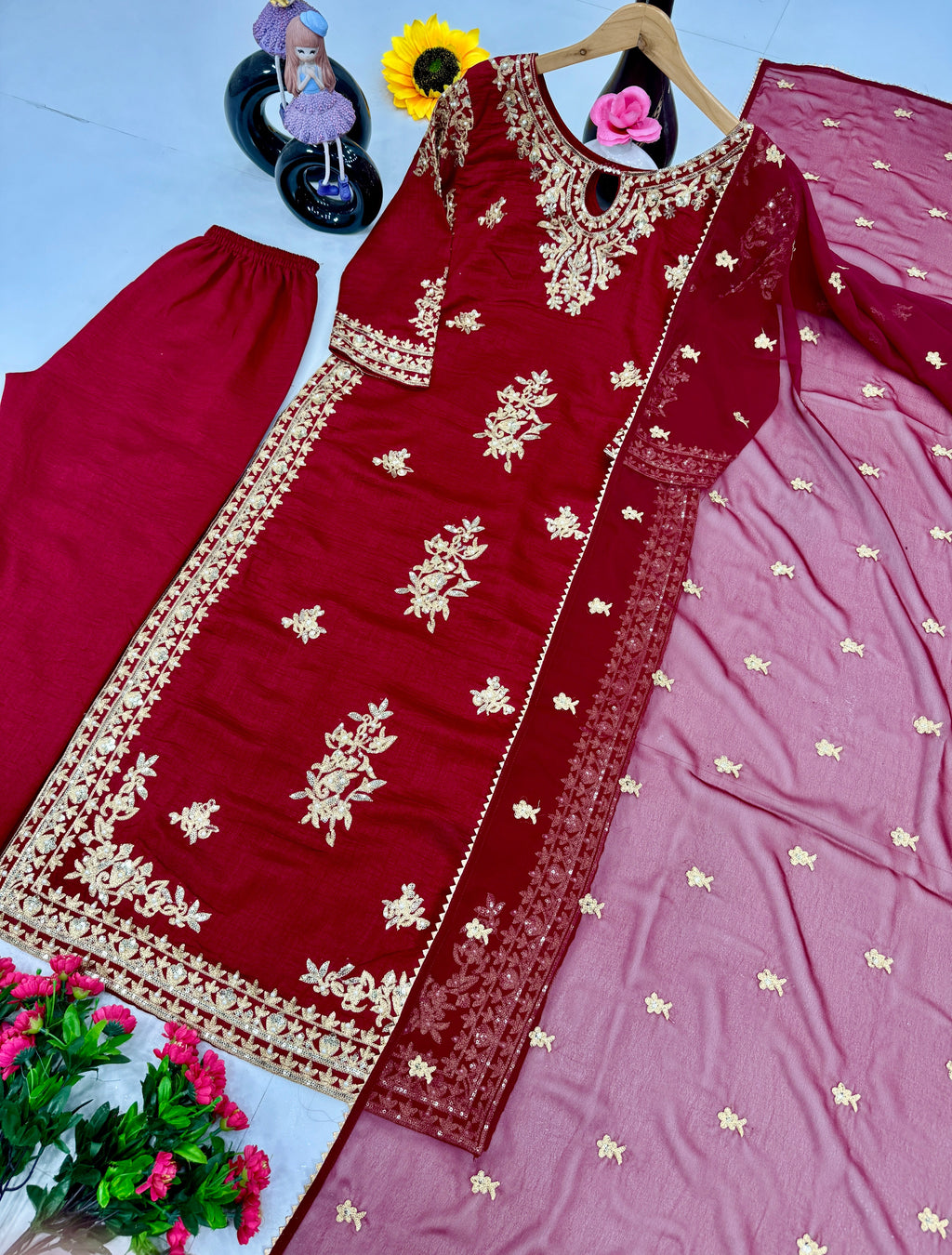 Beautiful Party Wear Top Plazzo And Dupatta