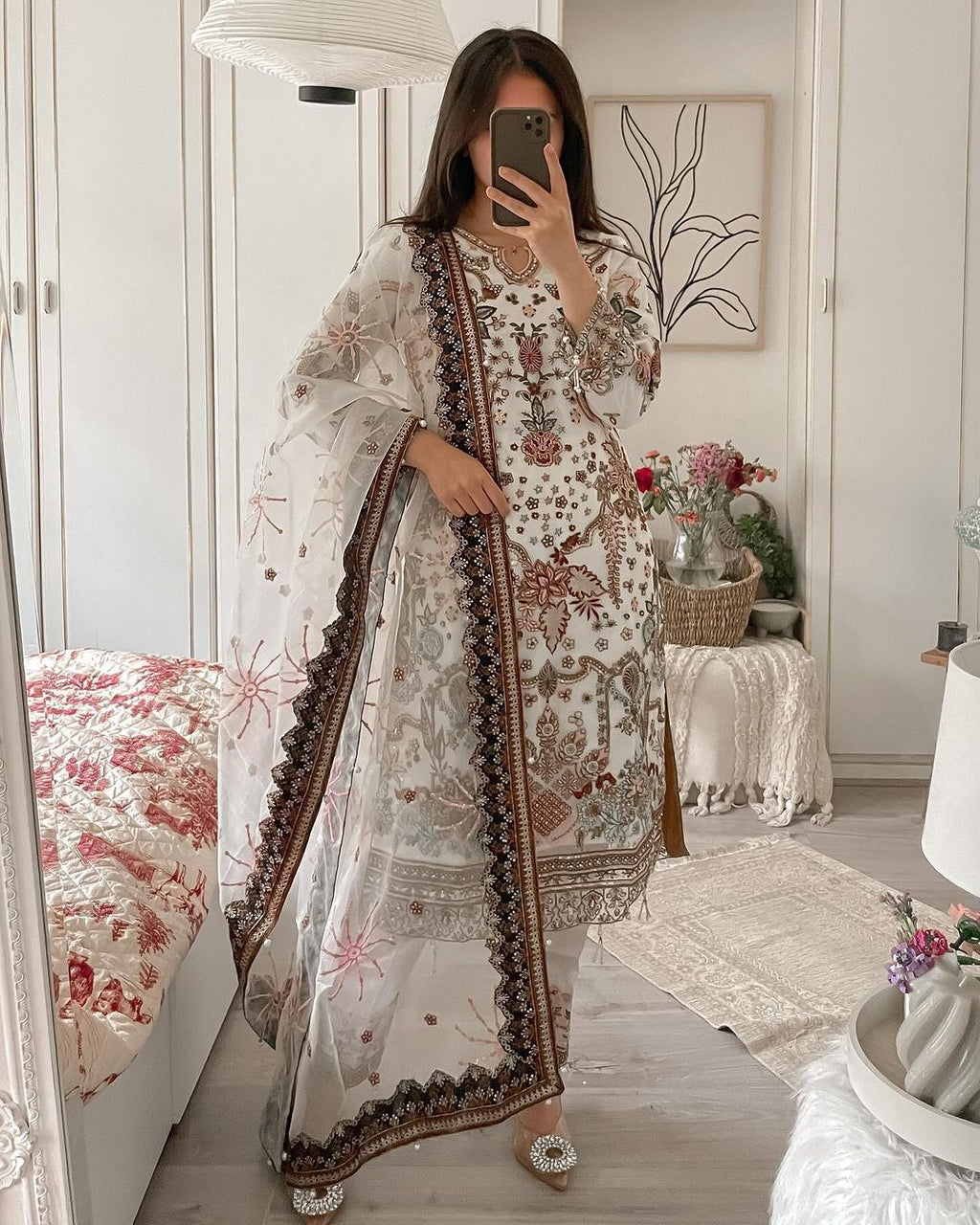 Party Wear Designer Top Pent And Dupatta With Sequence Work