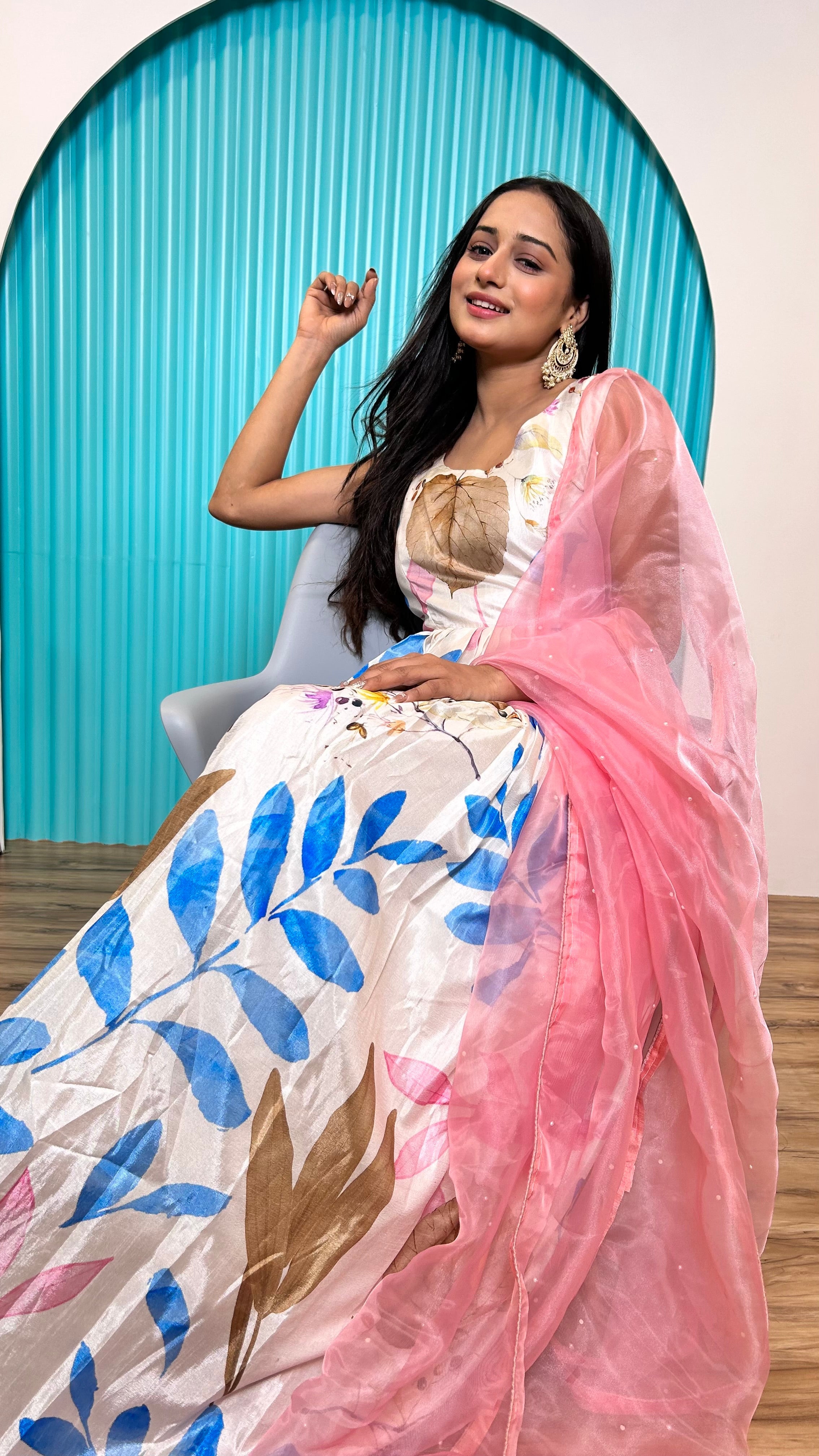 Beautiful Party Wear Gown With Digital Print