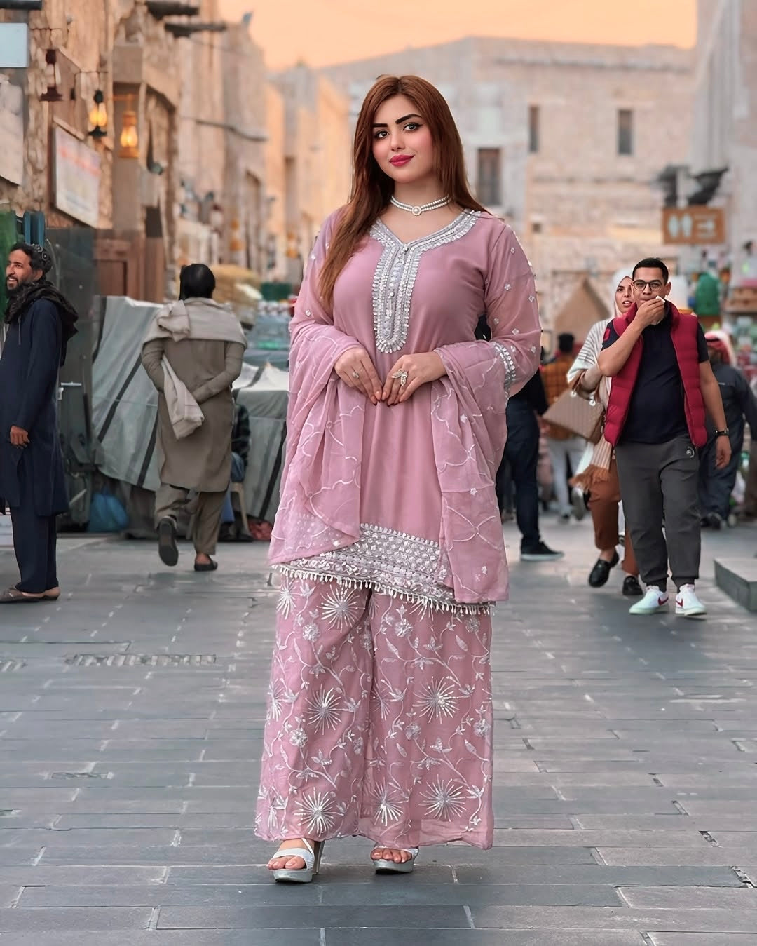Fancy Top-Plazo And Dupatta With Heavy Embroidery Sequence Work