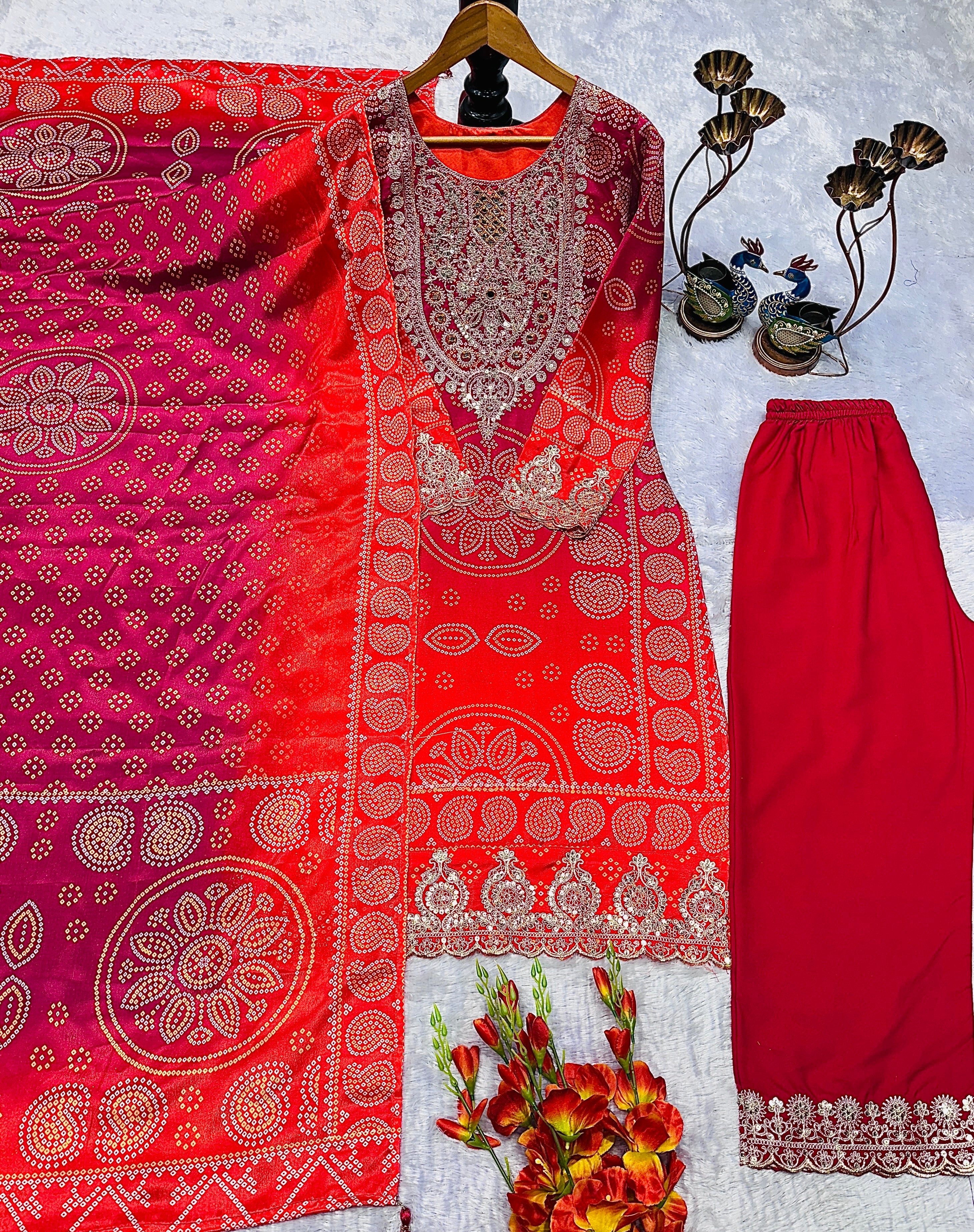 Beautiful Party Wear Look Top And Bottom With Dupatta