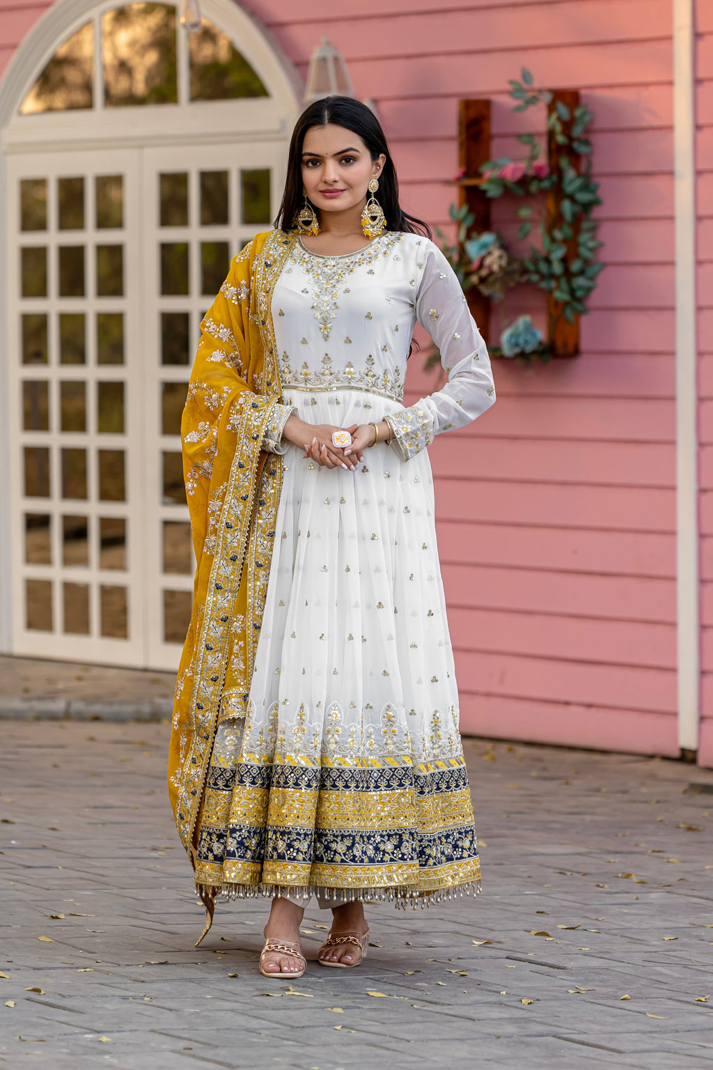 Party Wear Look Heavy Faux Georgette Gown, Dupatta & Bottom Set
