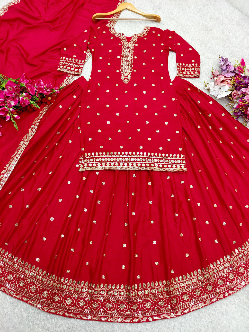 Beautiful Top-Lehenga And Dupatta With Embroidery Sequence Work