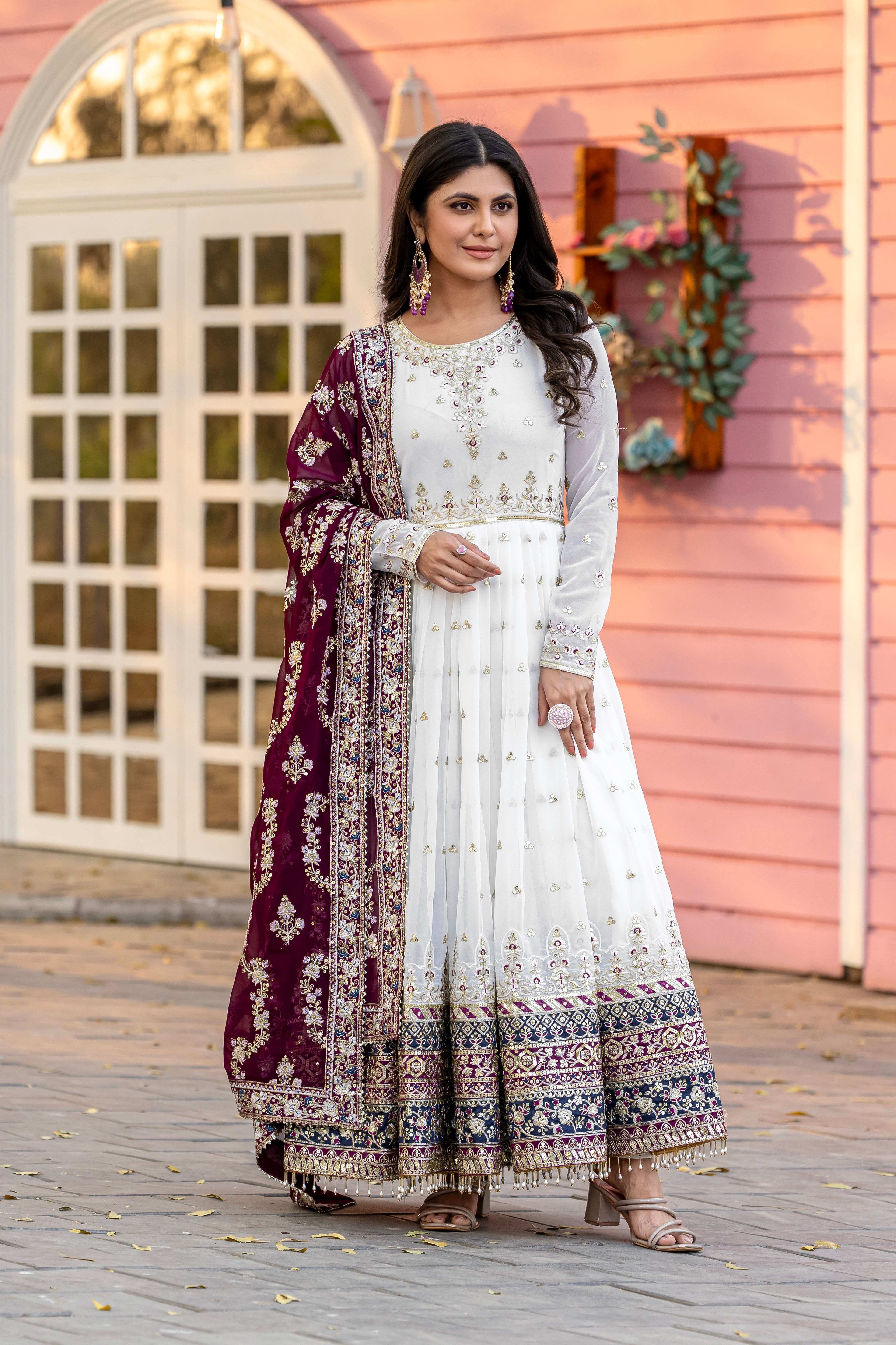 Party Wear Look Heavy Faux Georgette Gown, Dupatta & Bottom Set