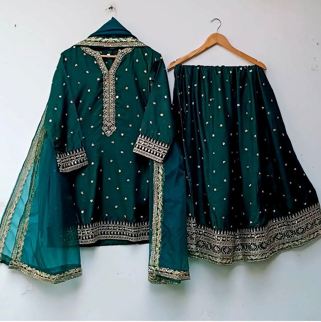 Beautiful Top-Lehenga And Dupatta With Embroidery Sequence Work