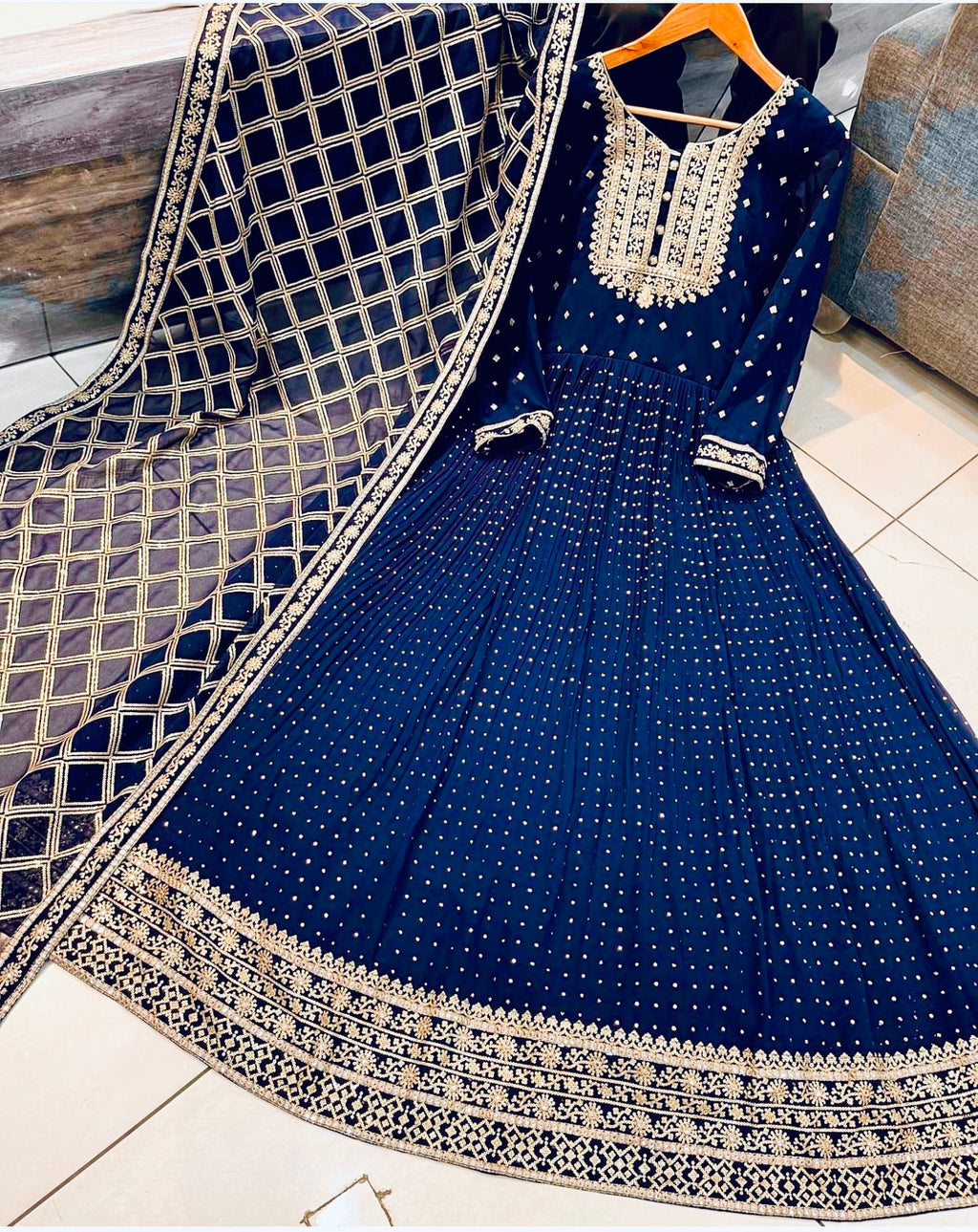 Designer Party Wear Look Gown With Pent And Dupatta Set