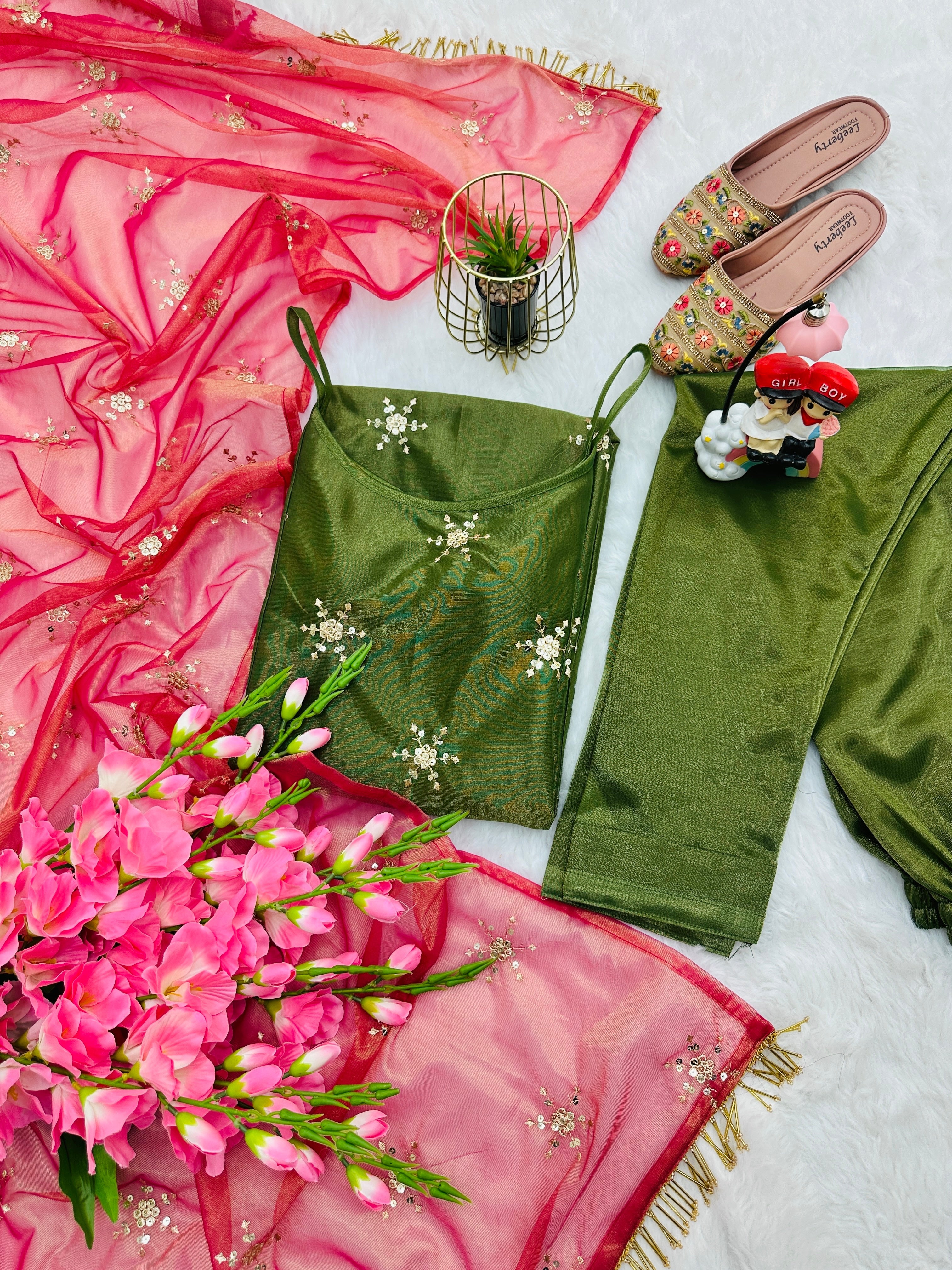 Designer Party Wear Top-Pent And Beautiful Dupatta