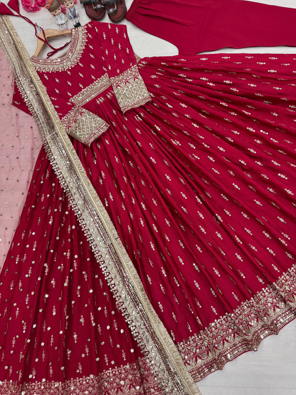 Party Wear Look Gown, Dupatta & Bottom Set