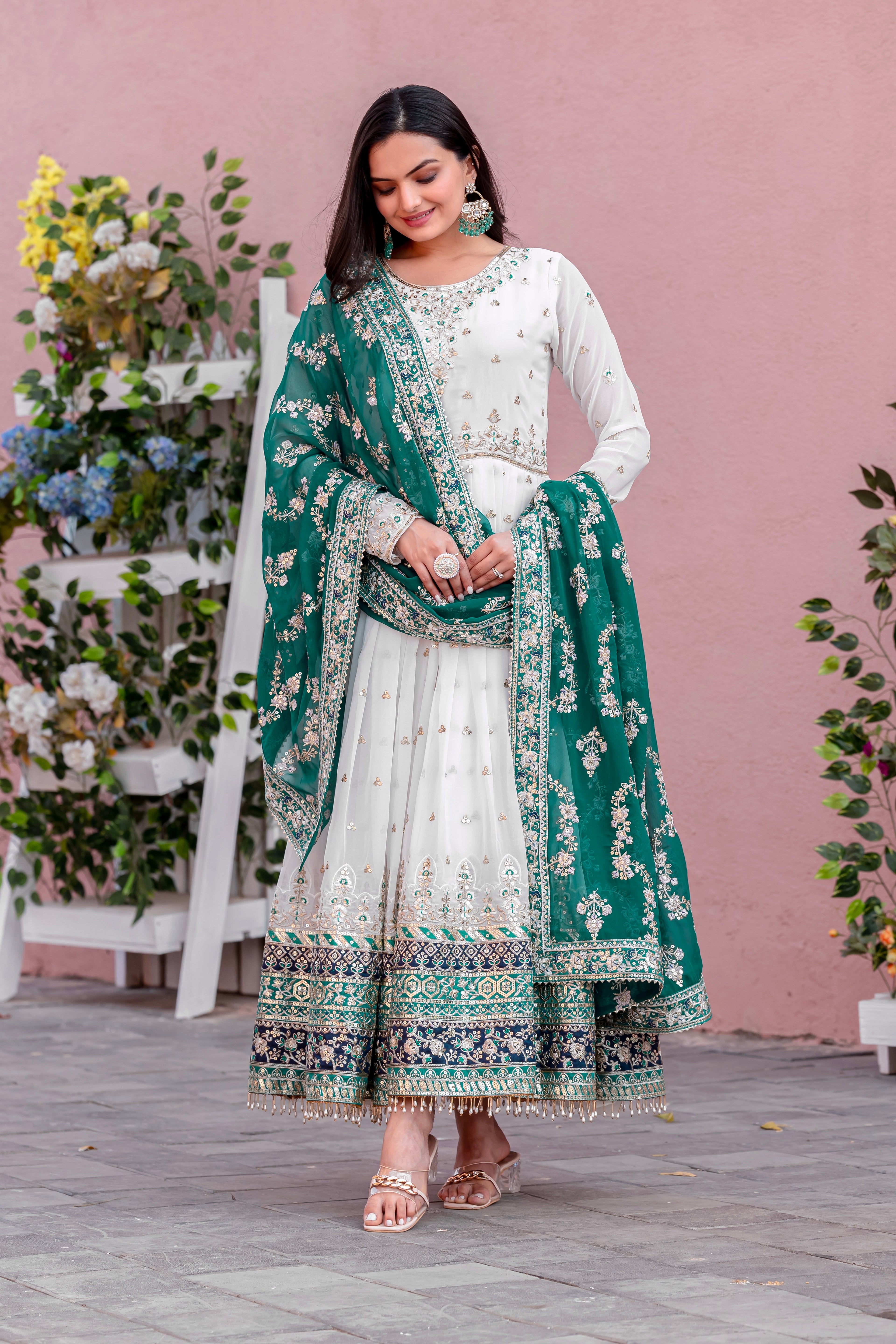 Party Wear Look Heavy Faux Georgette Gown, Dupatta & Bottom Set
