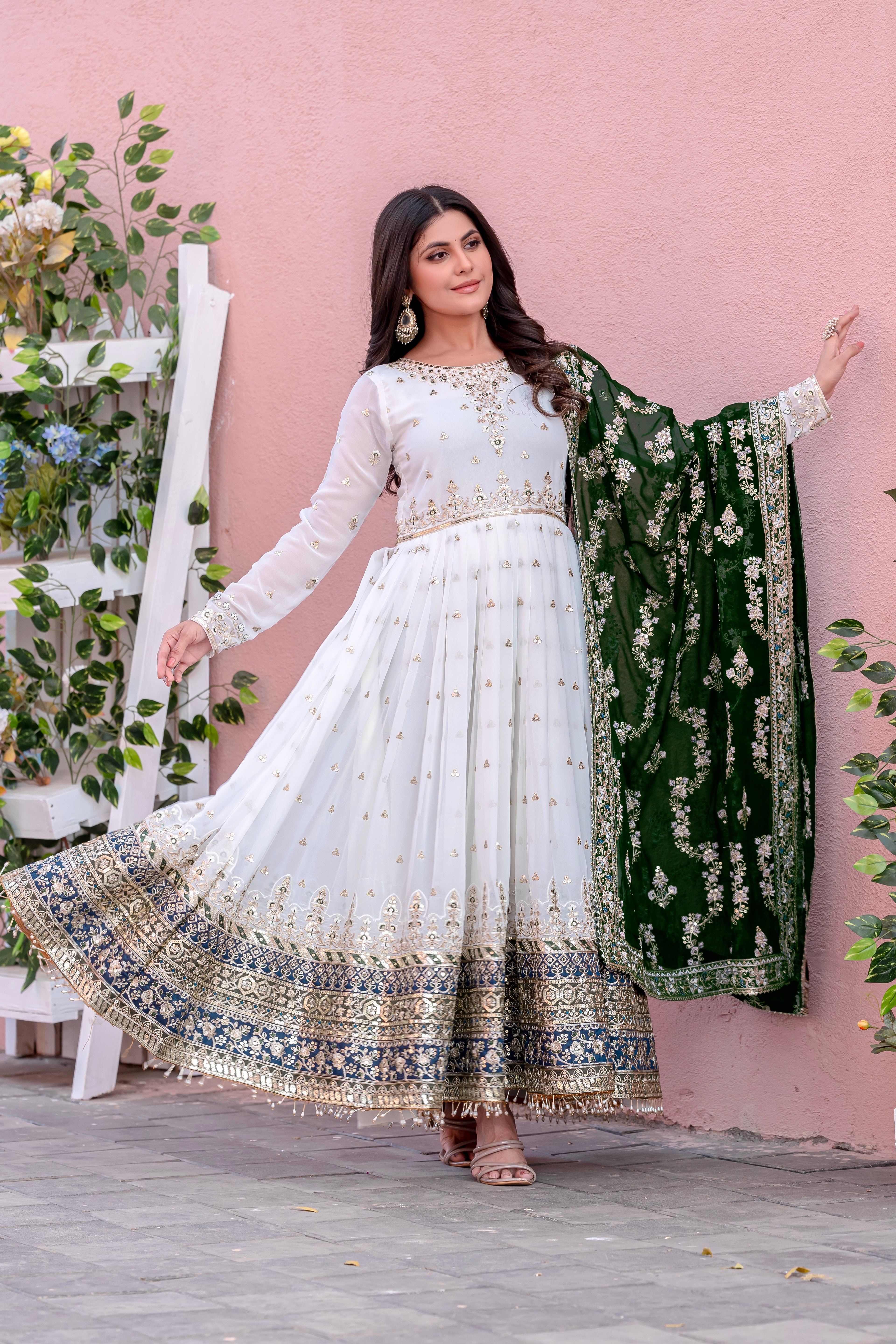 Party Wear Look Heavy Faux Georgette Gown, Dupatta & Bottom Set