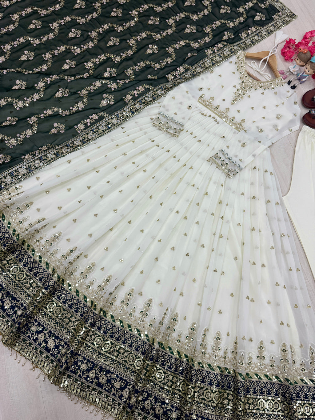 Party Wear Look Heavy Faux Georgette Gown, Dupatta & Bottom Set