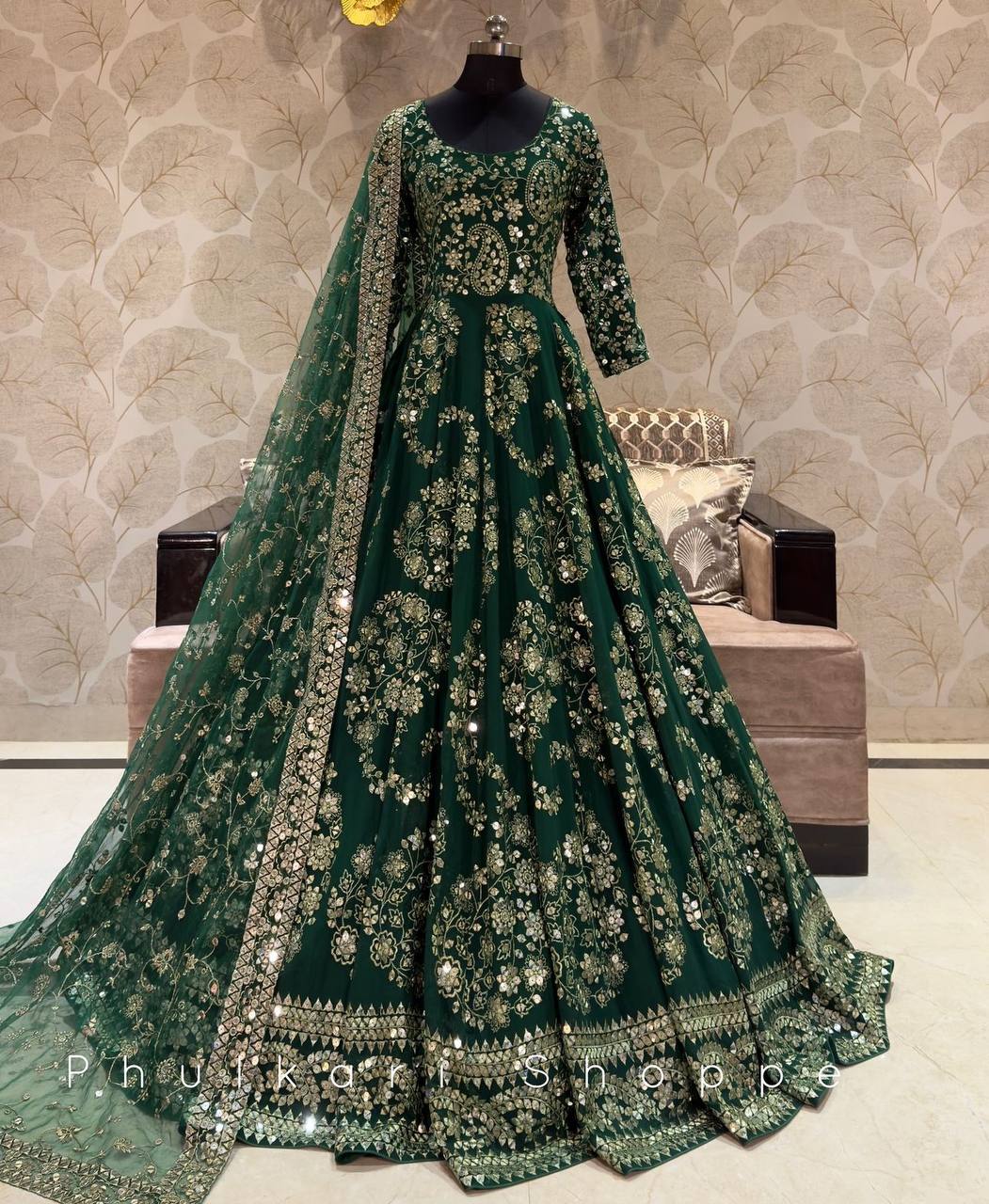 Party Wear Designer Gown -Pent And Beautiful Dupatta