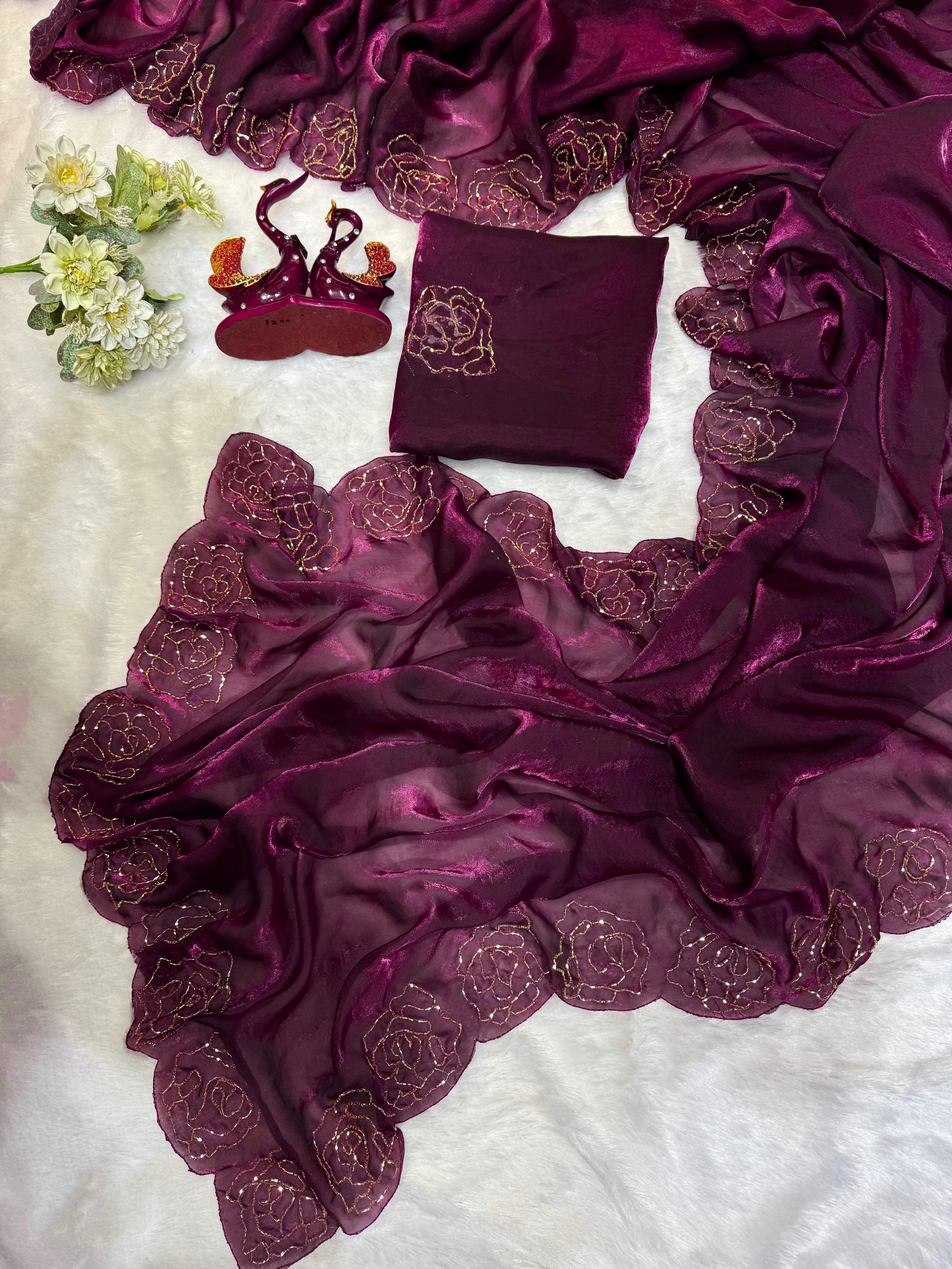 Trending Designer Saree With Beautiful Katdana Handwork
