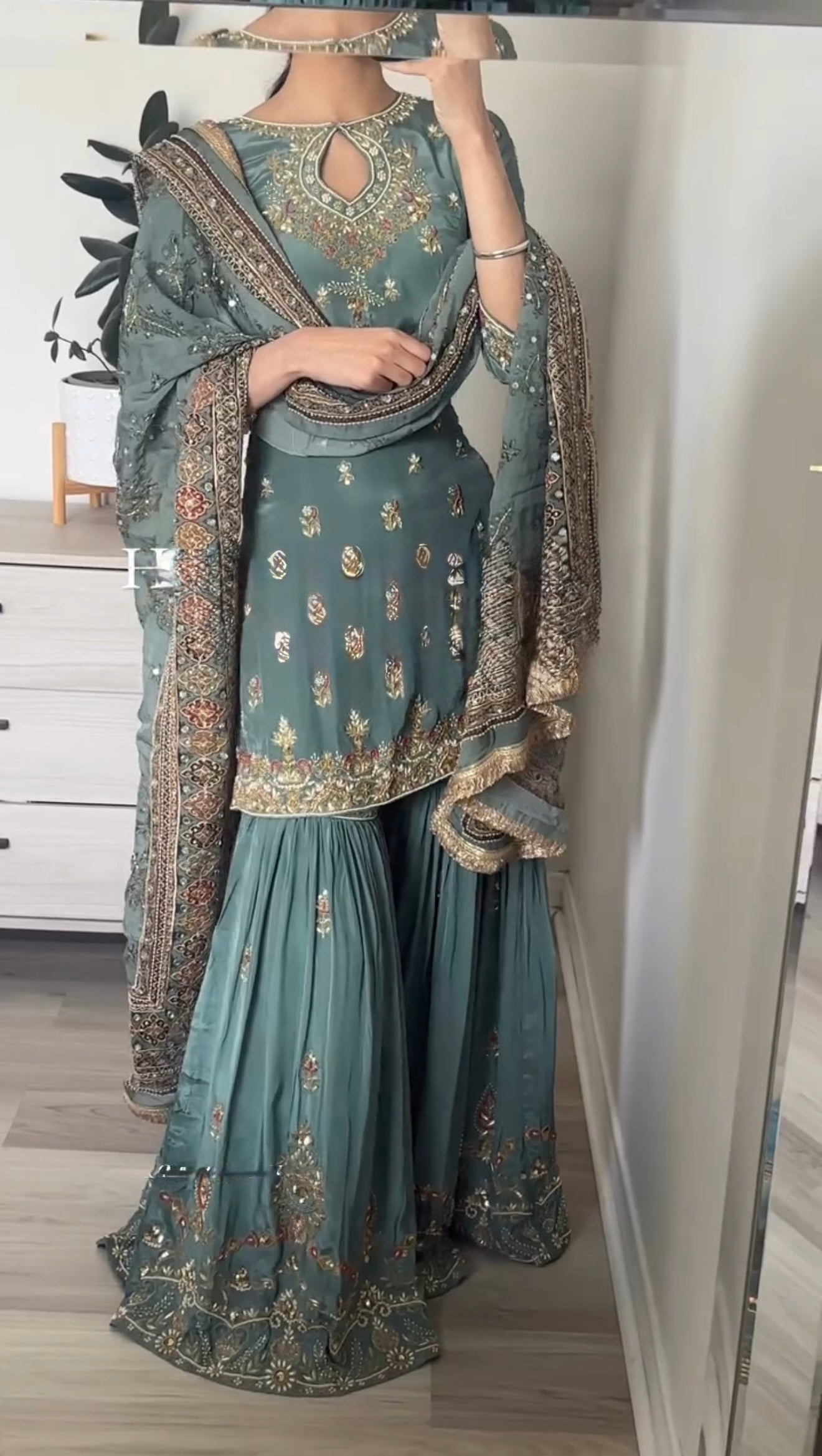 Party Wear Look Top-Plazzo and Dupatta With Heavy Embroidery Work