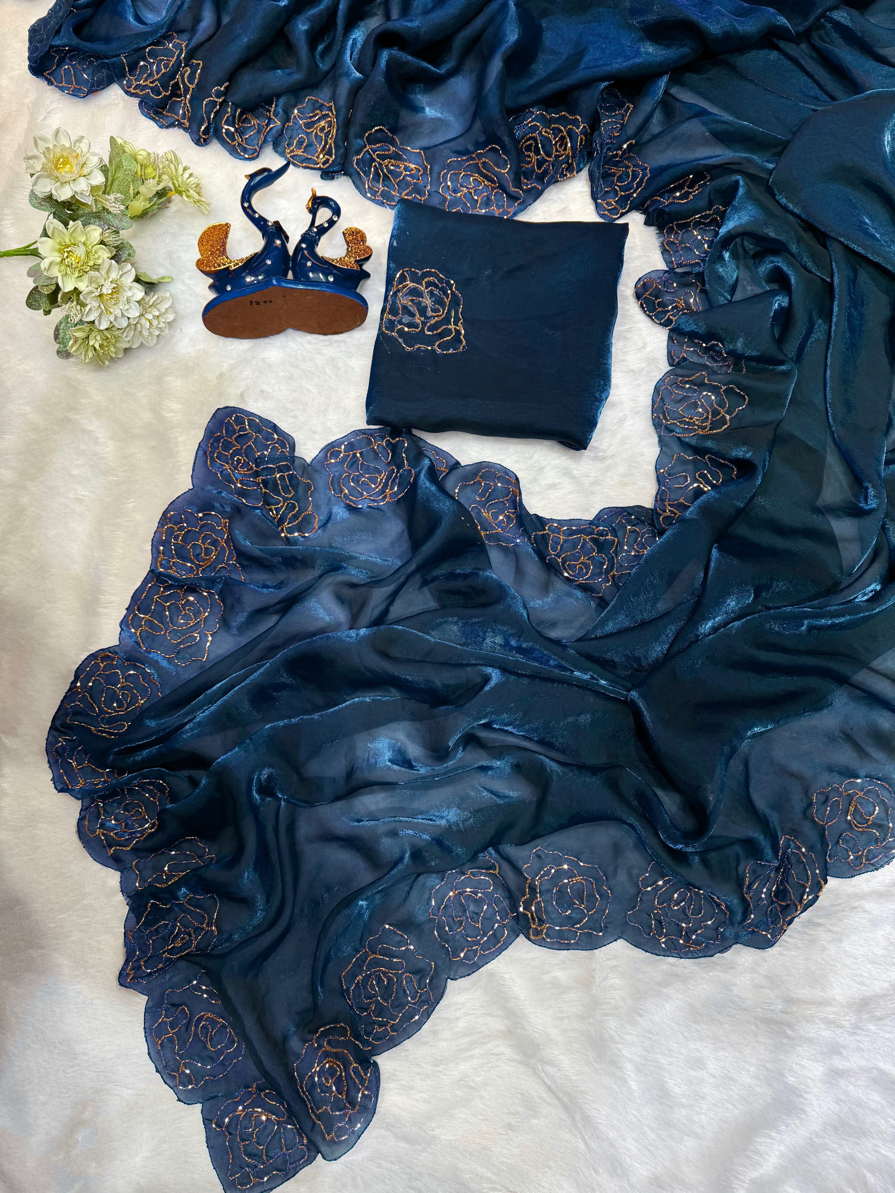 Trending Designer Saree With Beautiful Katdana Handwork