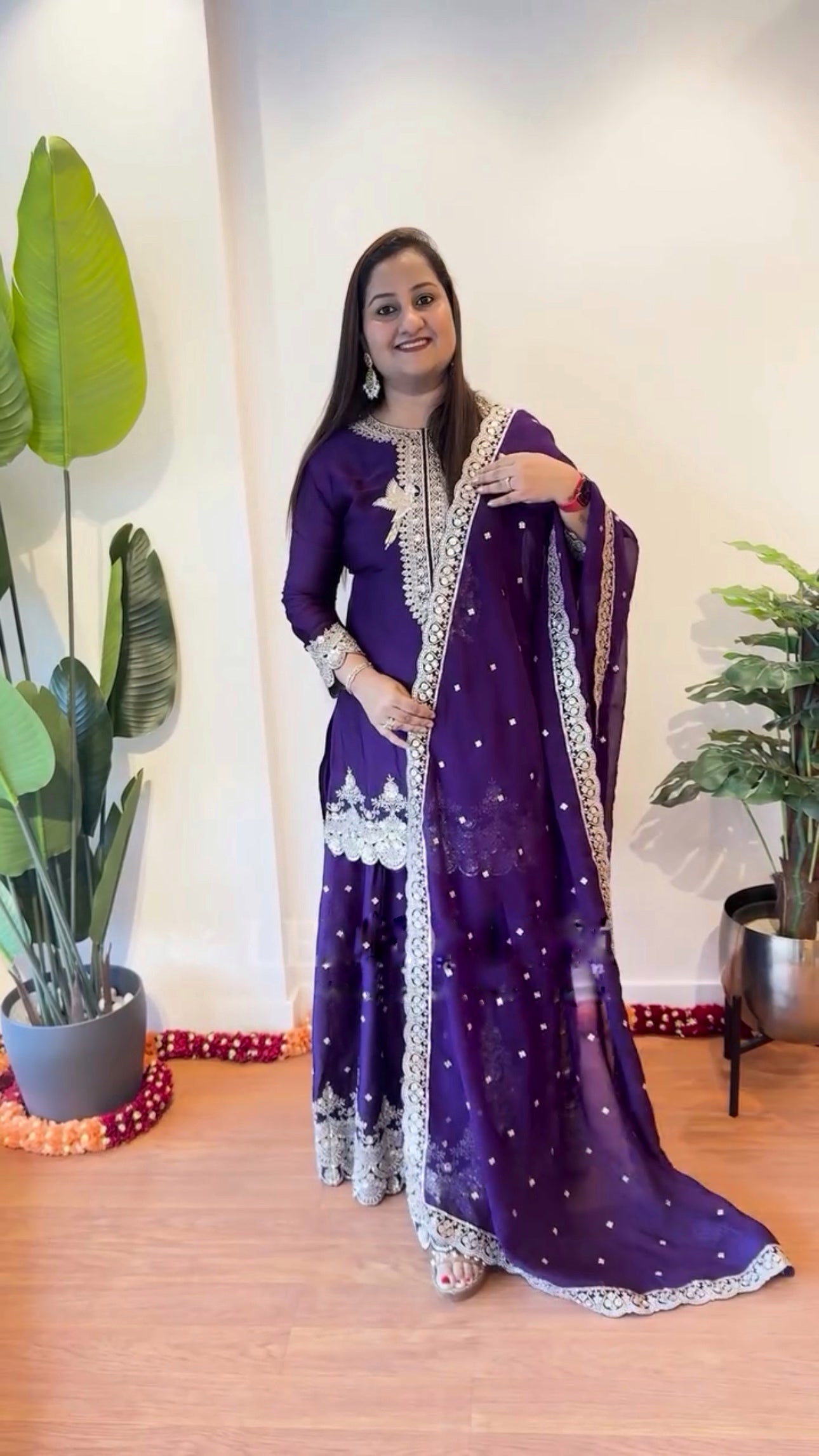 Beautiful Top-sharara And Dupatta With Heavy Embroidery Sequence Work