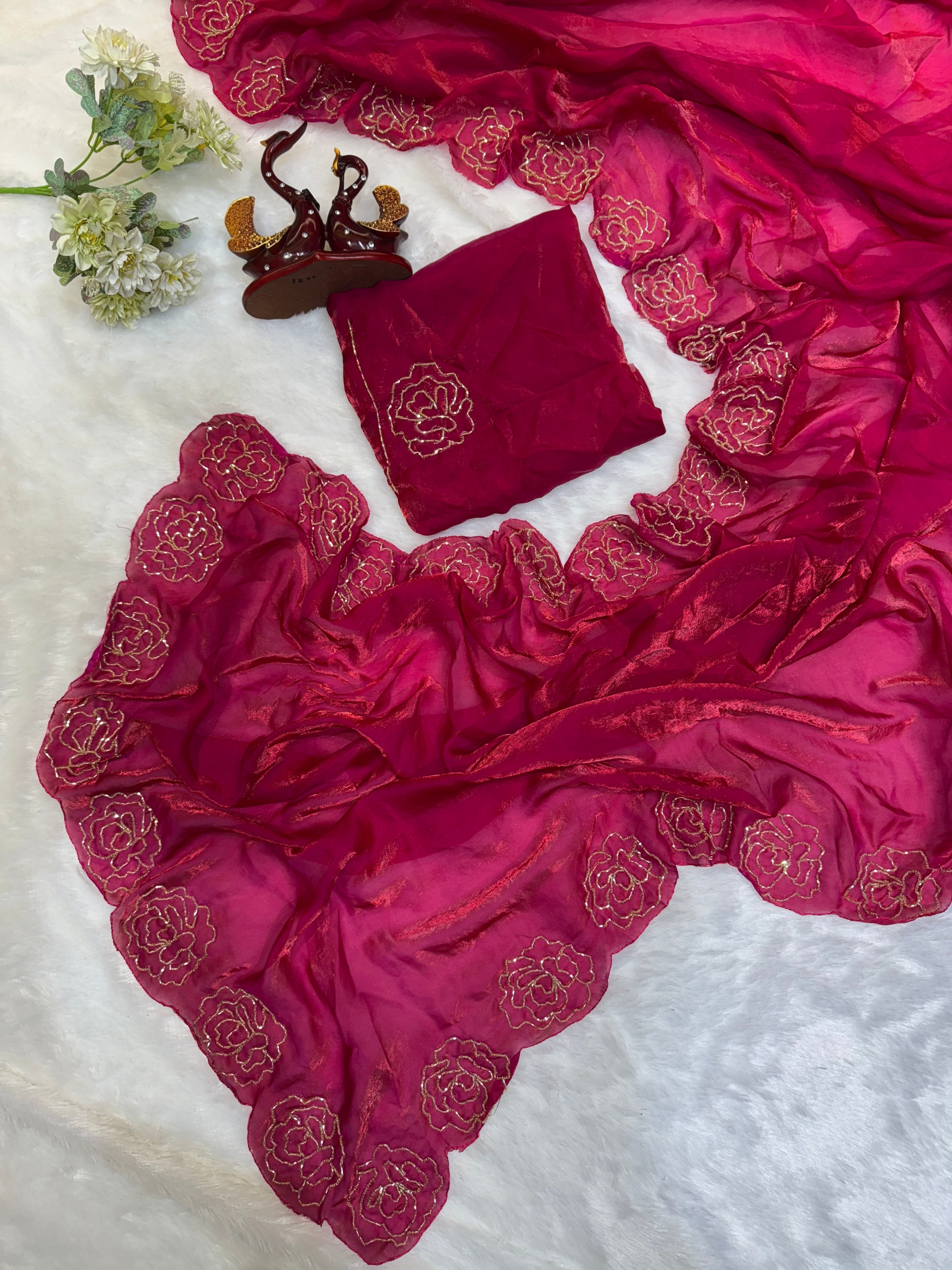 Trending Designer Saree With Beautiful Katdana Handwork