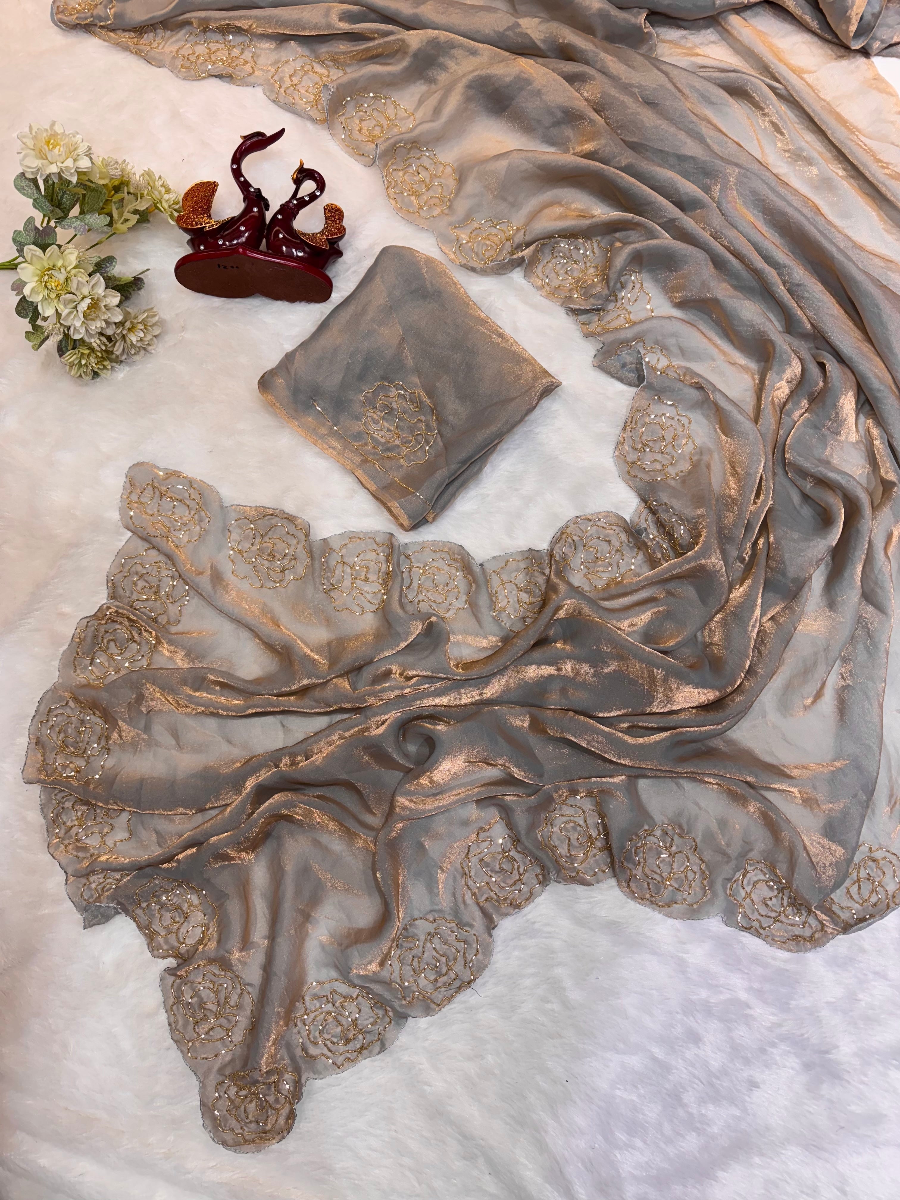 Trending Designer Saree With Beautiful Katdana Handwork
