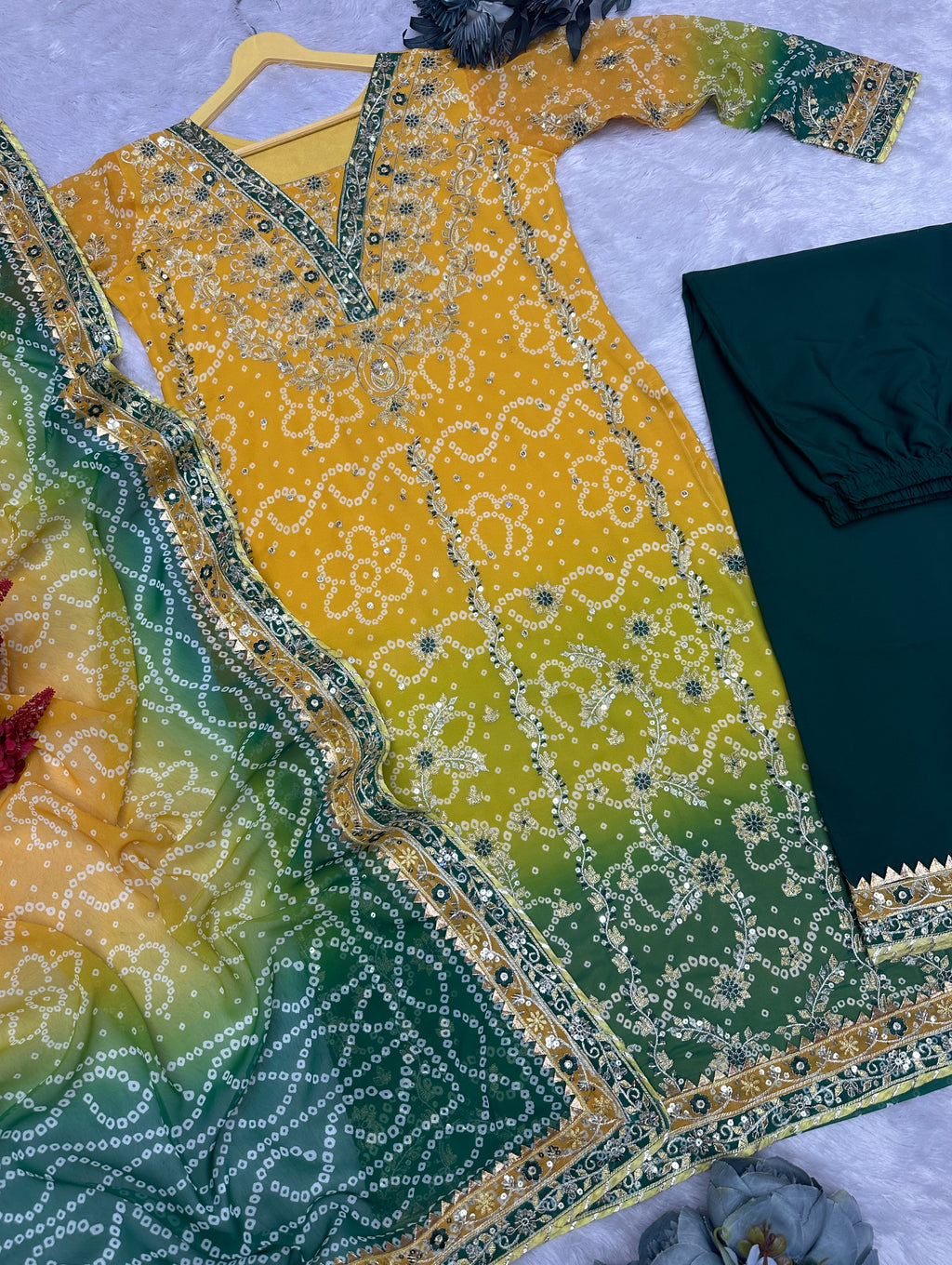 Beautiful Top - Plazzo & Dupatta With Fancy Digital Print And Embroidery Work