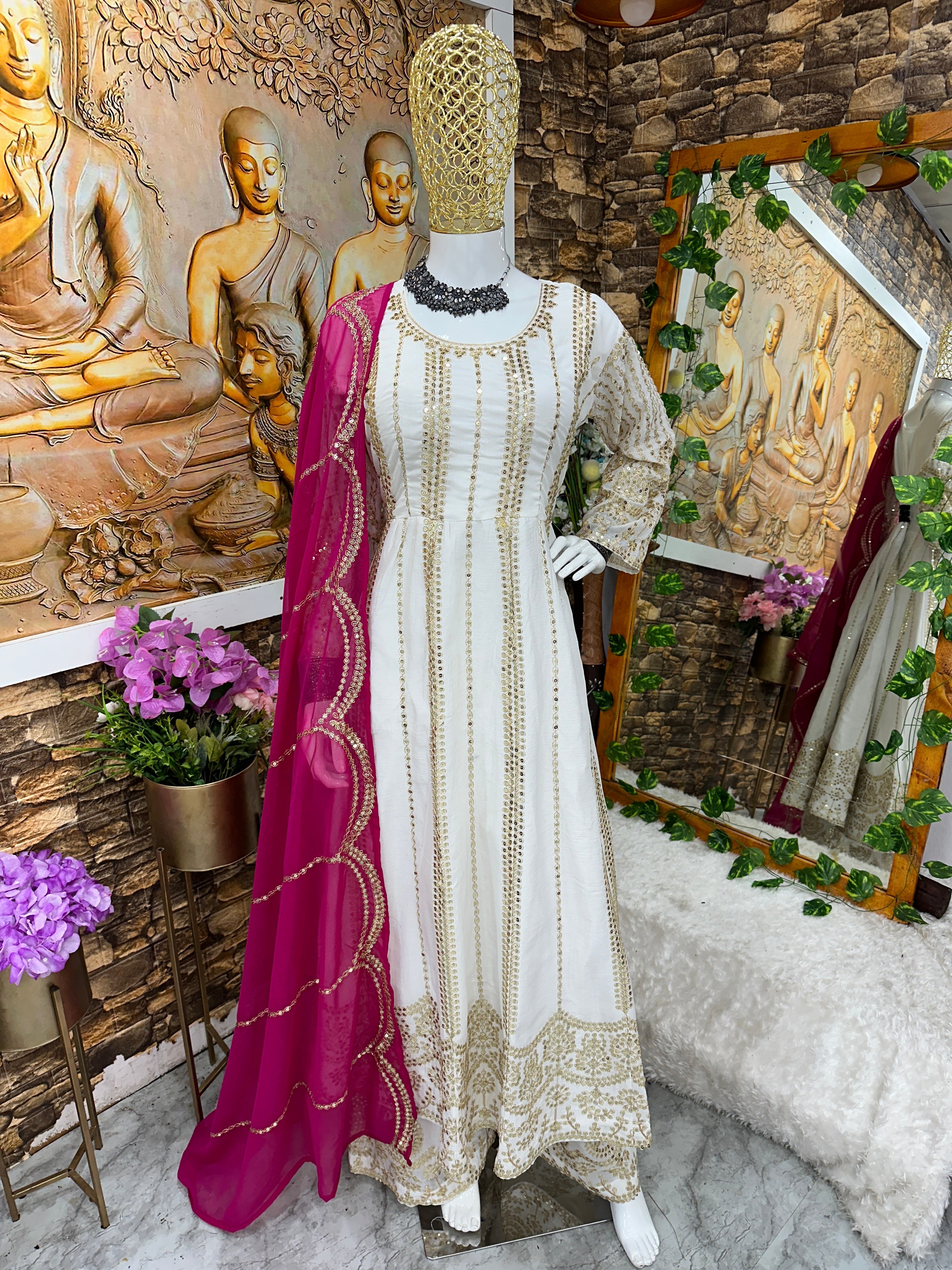 Beautiful Party Wear Anarkali Gown With Pent And Dupatta
