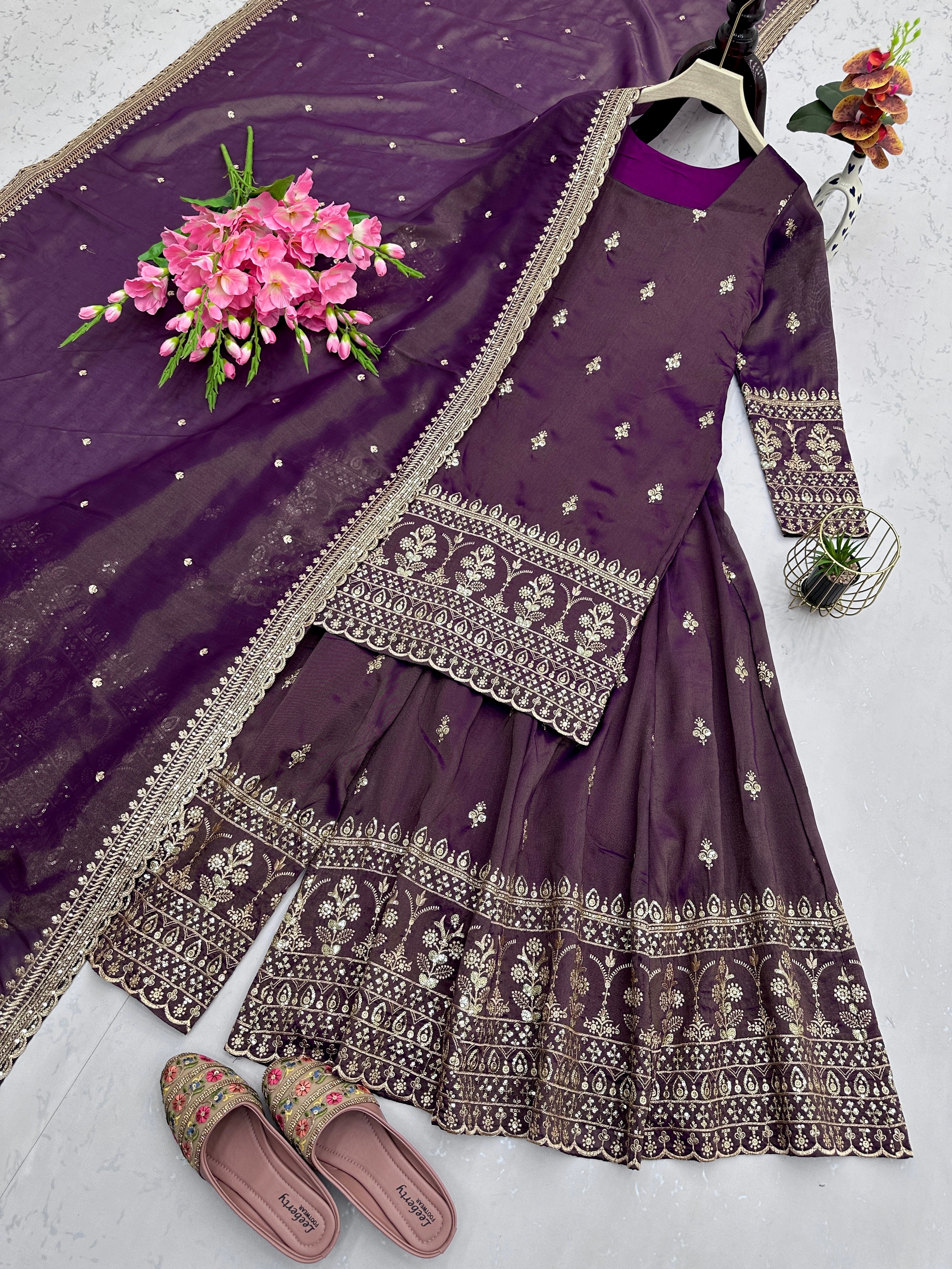 डिज़ाइनर पार्टी वियर टॉप-बॉटम और खूबसूरत दुपट्टा