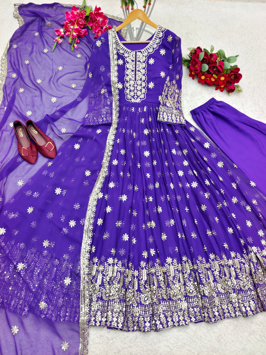 Designer Party Wear Gown With Pent And Beautiful Dupatta