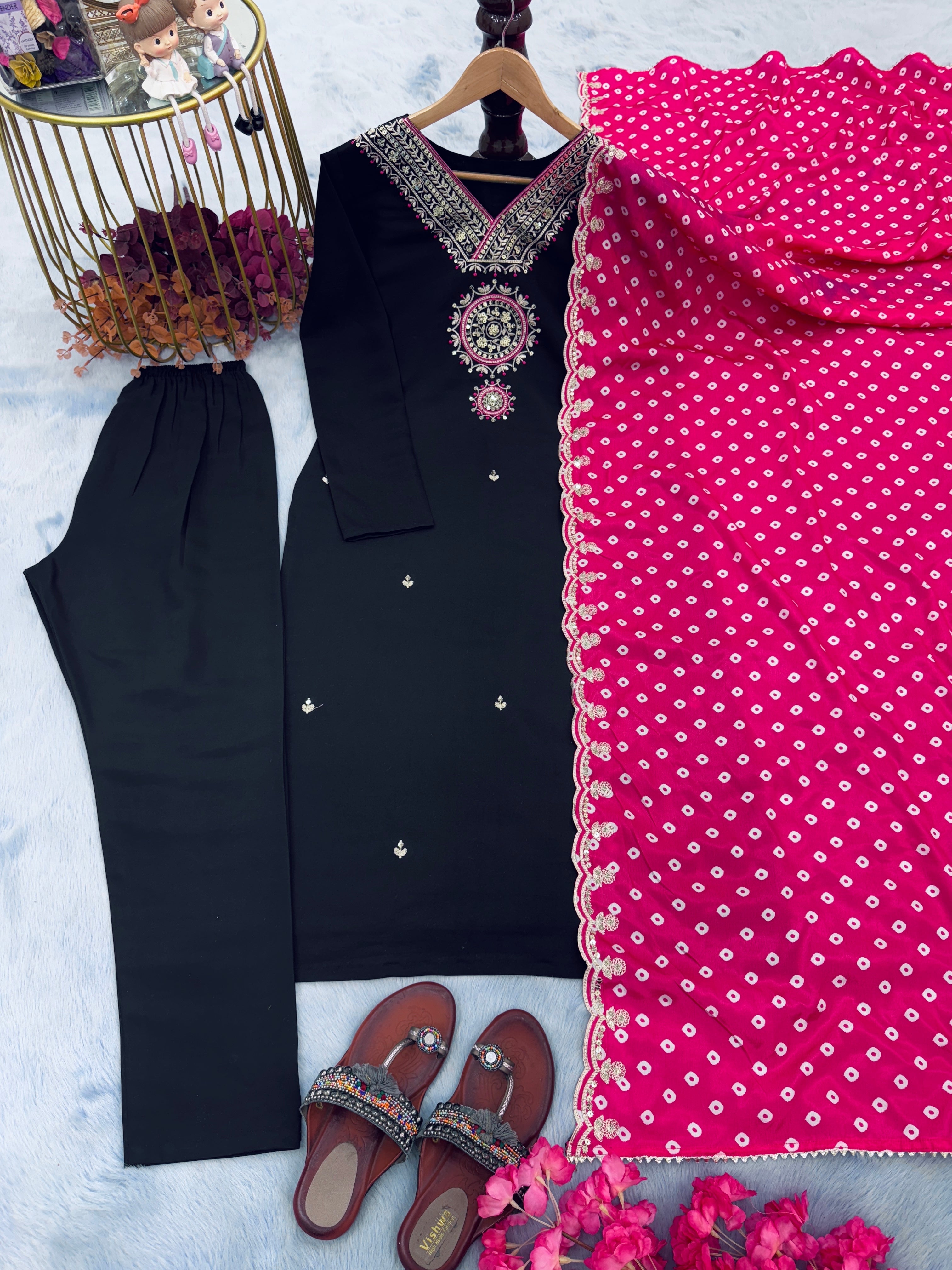 Designer Party Wear Look Top Bottom & Dupatta Set