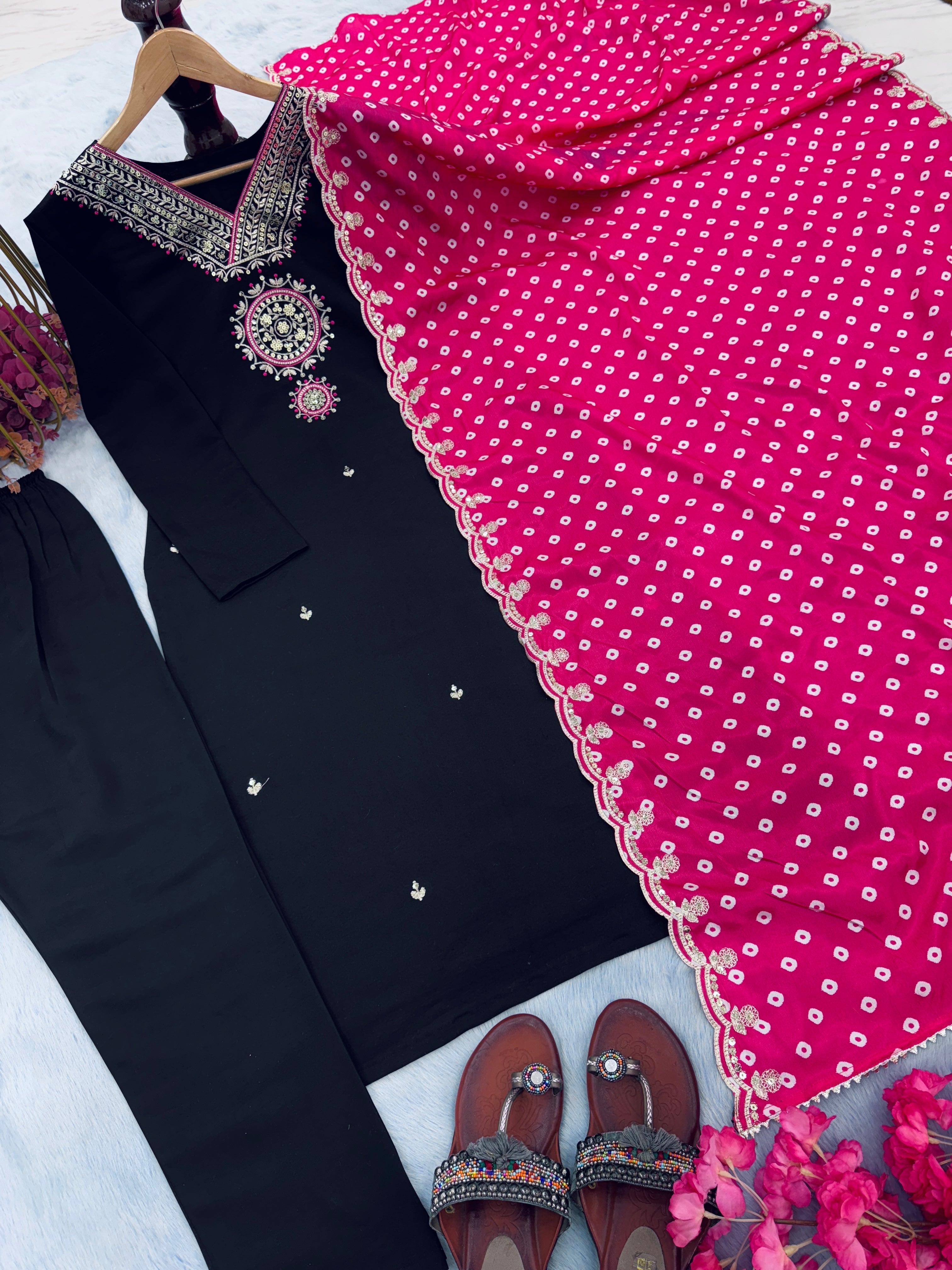 Designer Party Wear Look Top Bottom & Dupatta Set