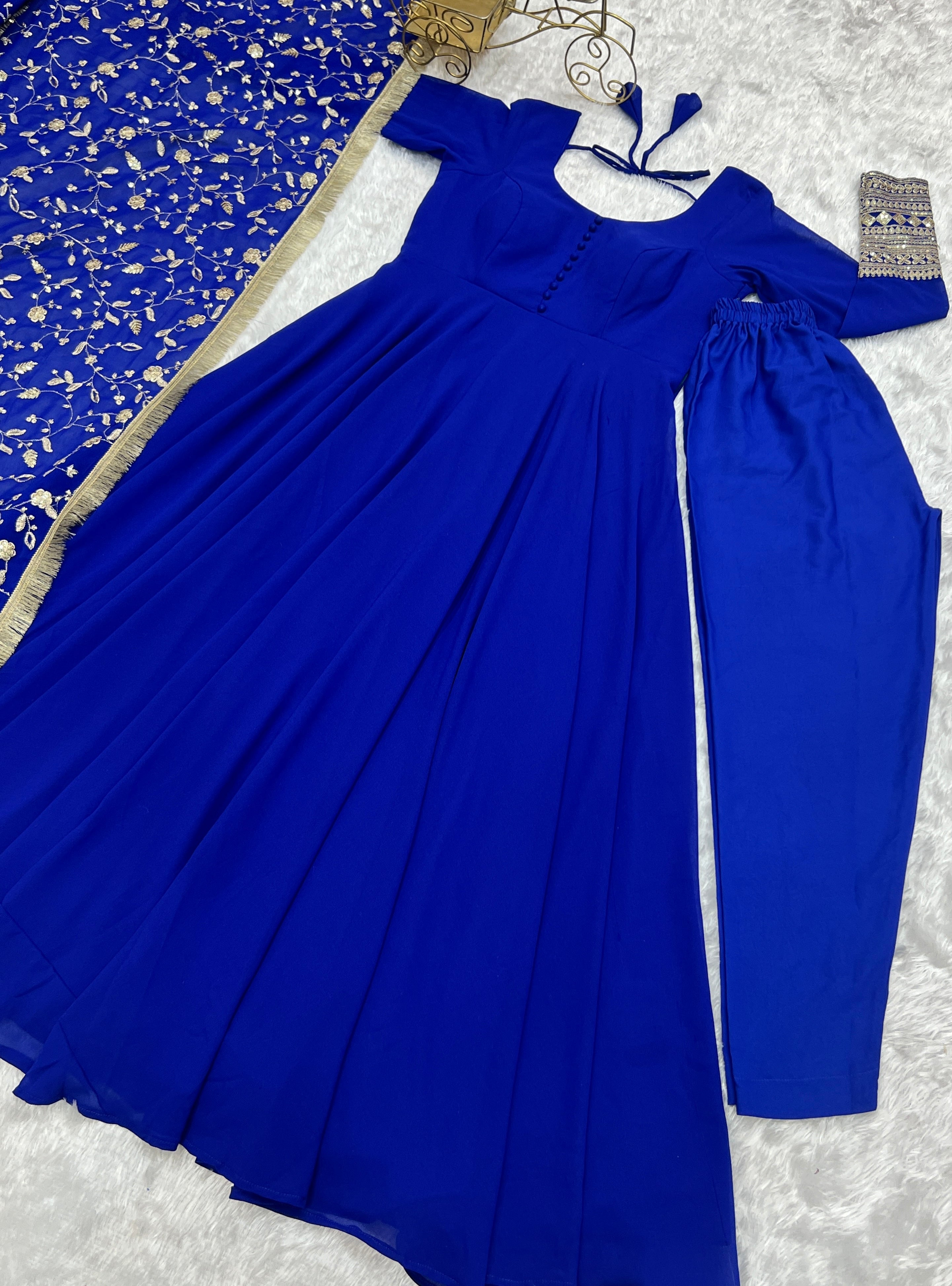 Designer Party Wear Anarkali Gown Pent And Dupatta