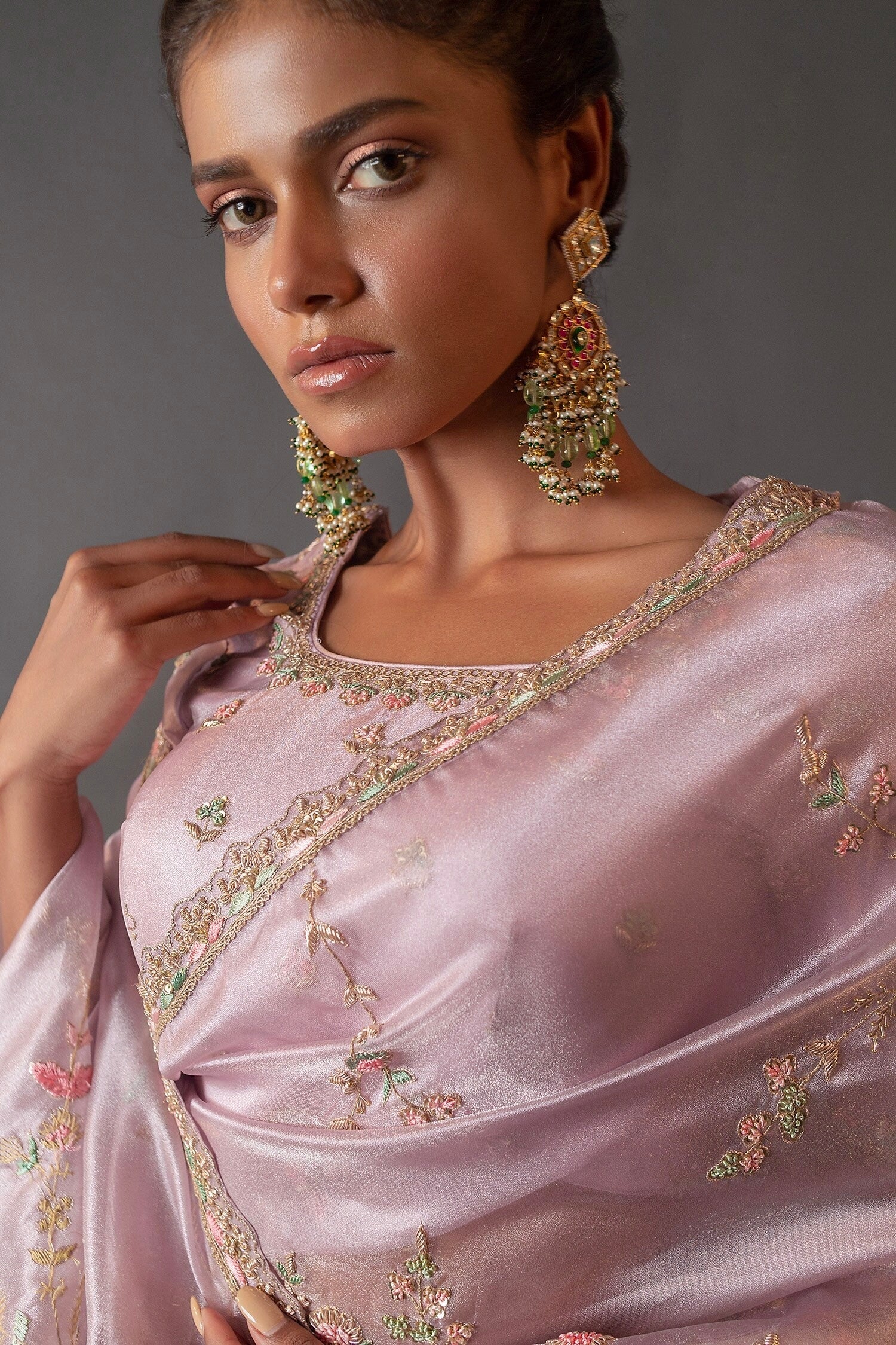 Fancy Saree With Embroidery Multi Treads ,Coding & Sequins Work