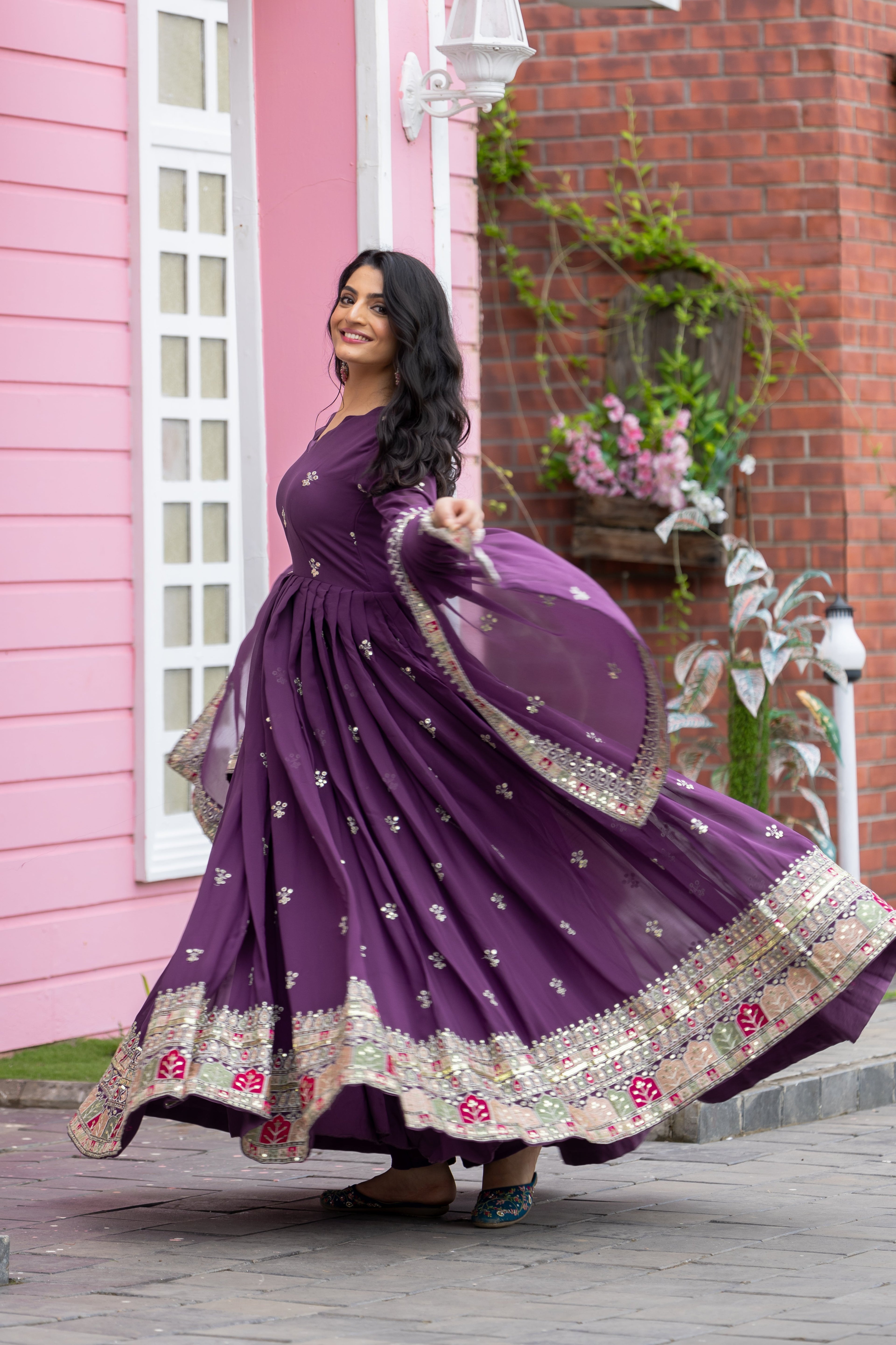 Designer Party Wear Fancy Look Gown With Dupatta