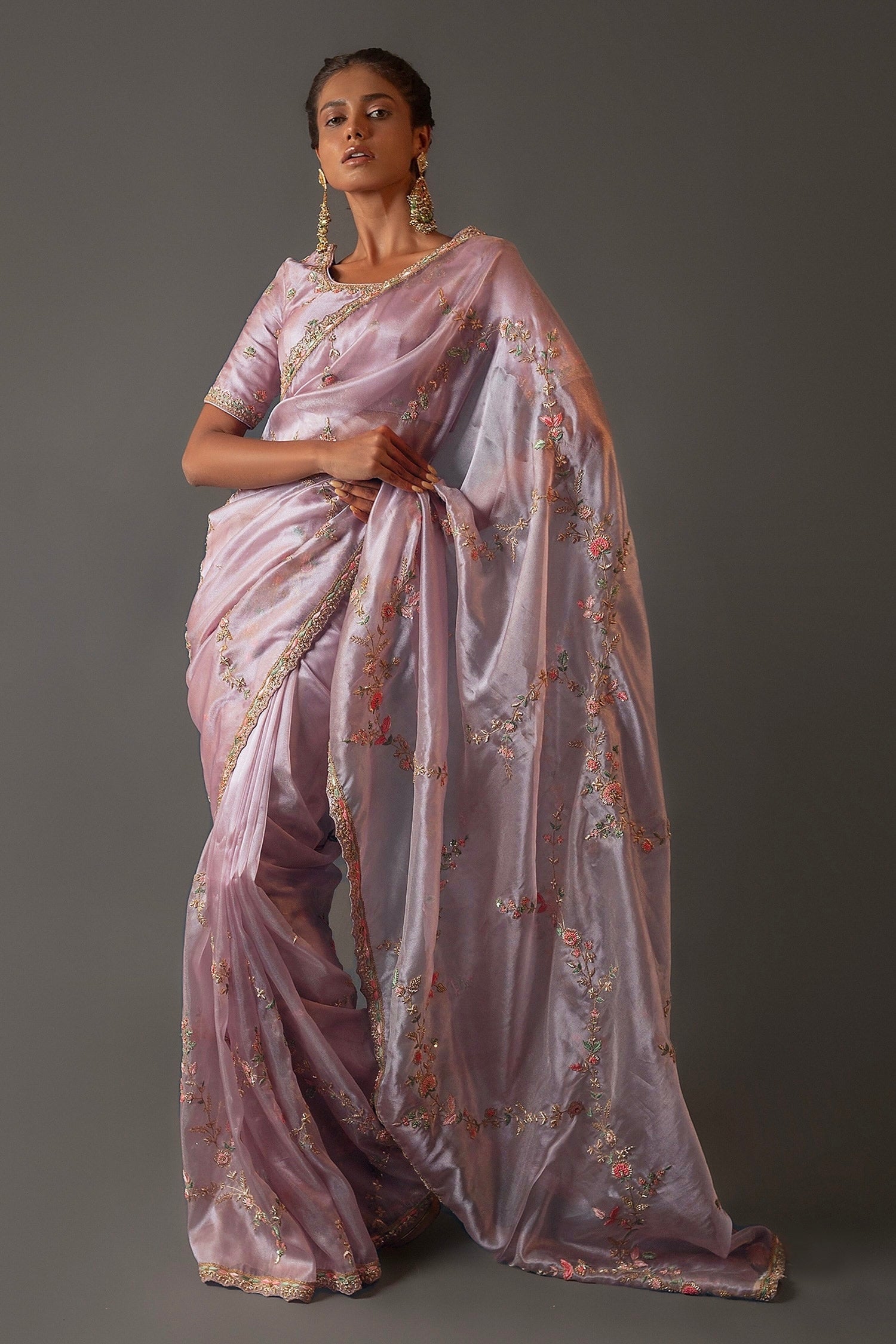 Fancy Saree With Embroidery Multi Treads ,Coding & Sequins Work
