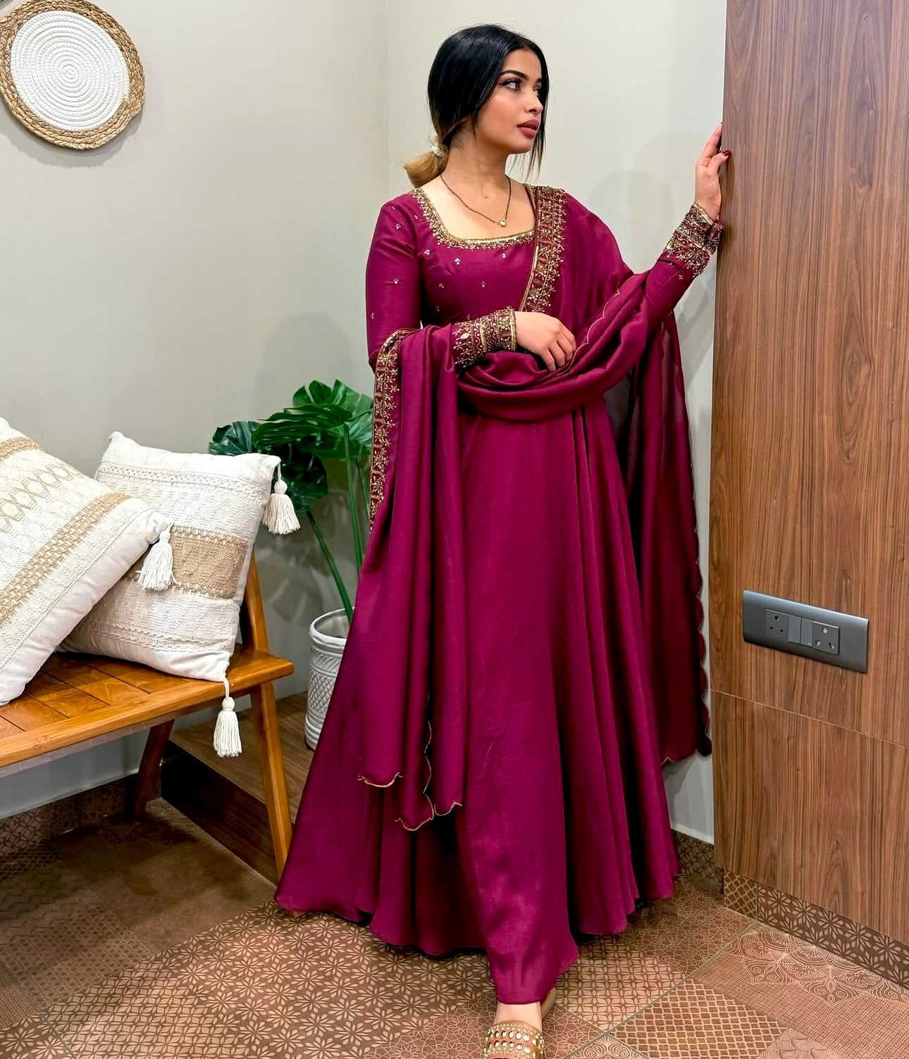 Beautiful Party Wear Gown Pent And Fancy Dupatta